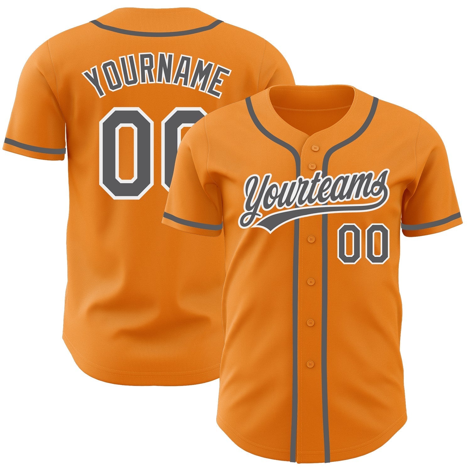 Custom Bay Orange Steel Gray-White Authentic Baseball Jersey baseball jersey product view 1
