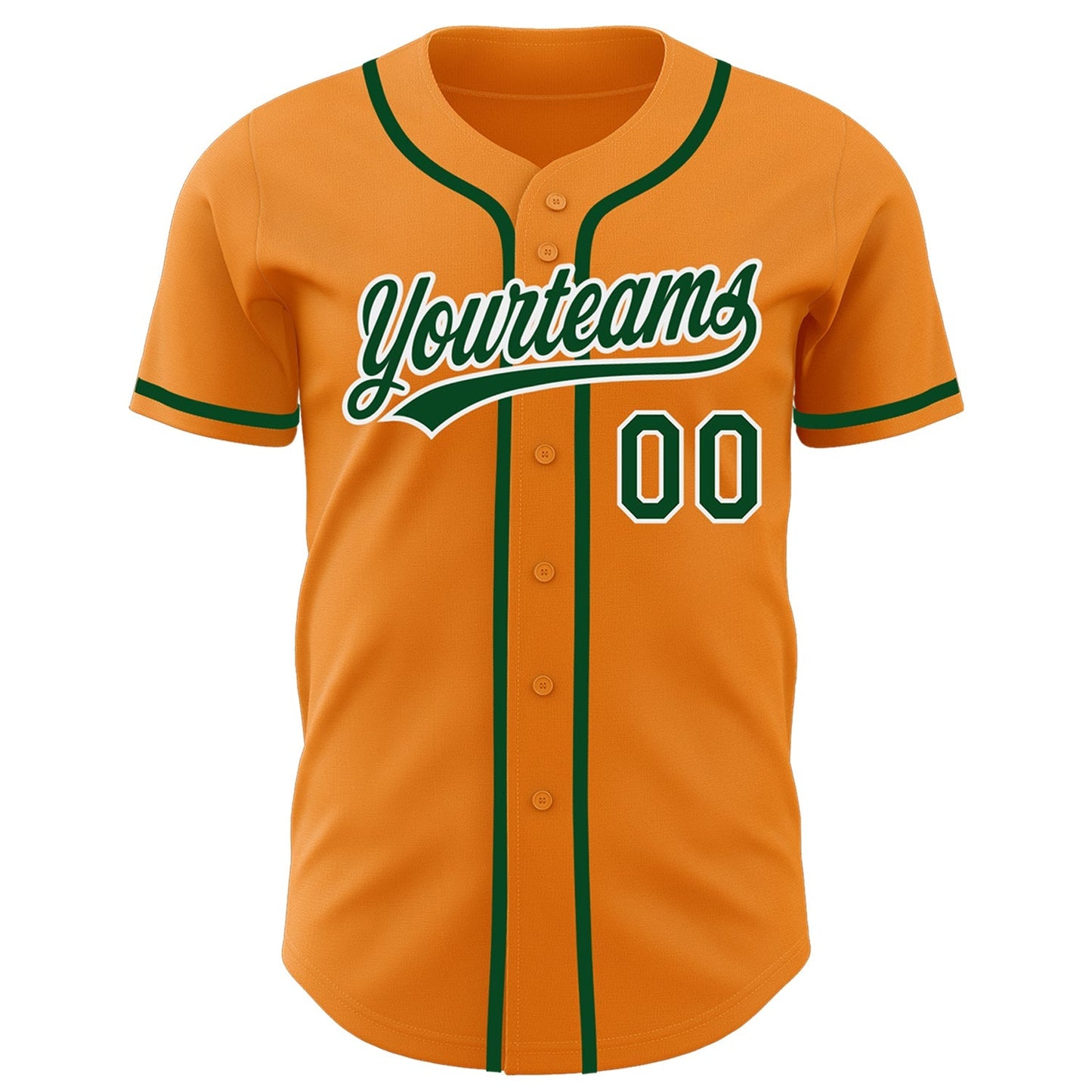 Custom Bay Orange Green-White Authentic Baseball Jersey baseball jersey product view 2