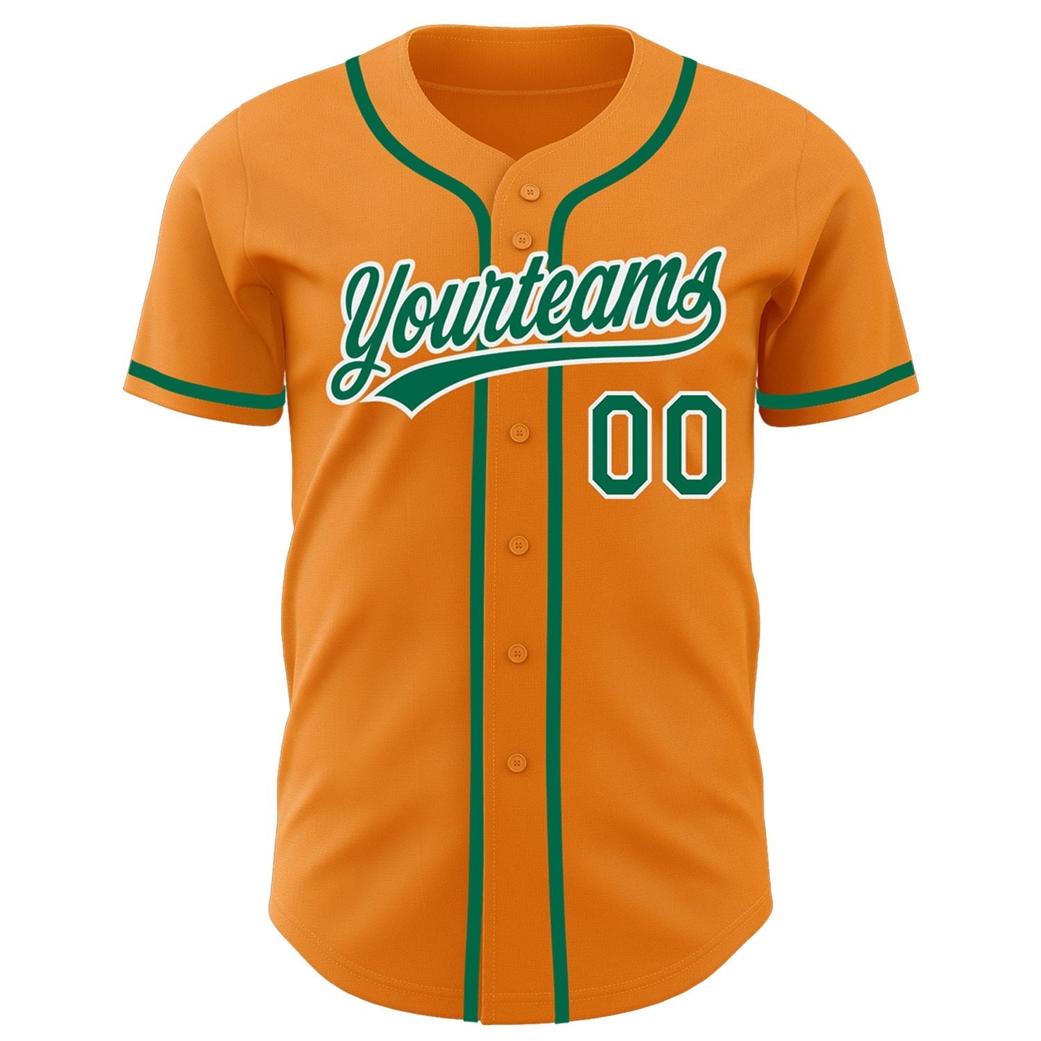 Custom Bay Orange Kelly Green-White Authentic Baseball Jersey baseball jersey product view 2