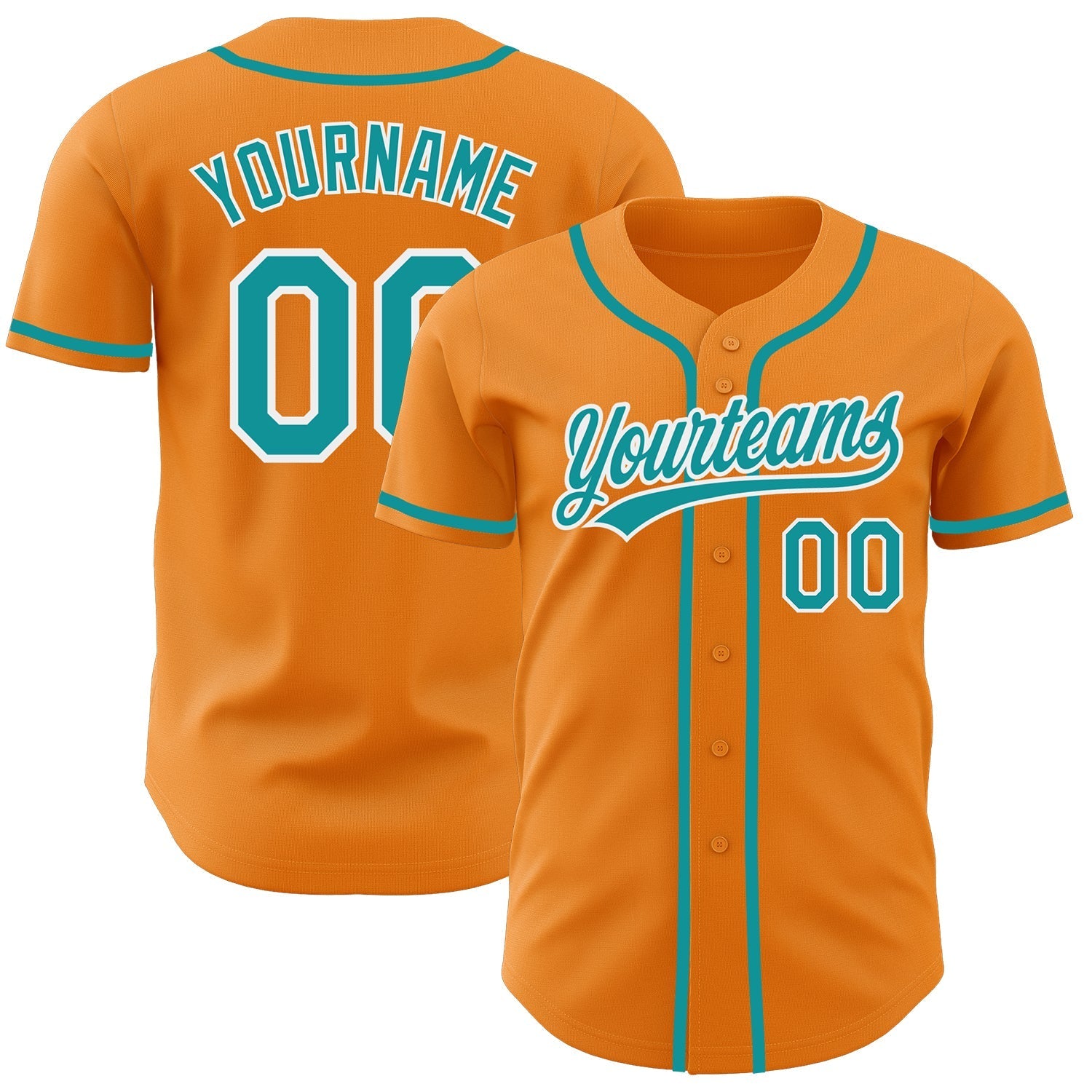 Custom Bay Orange Teal-White Authentic Baseball Jersey baseball jersey product view 1