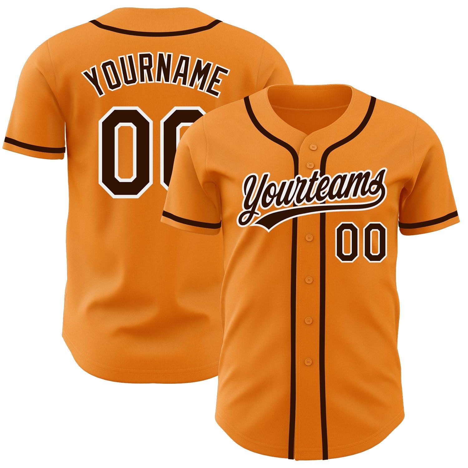 Custom Bay Orange Brown-White Authentic Baseball Jersey baseball jersey product view 1