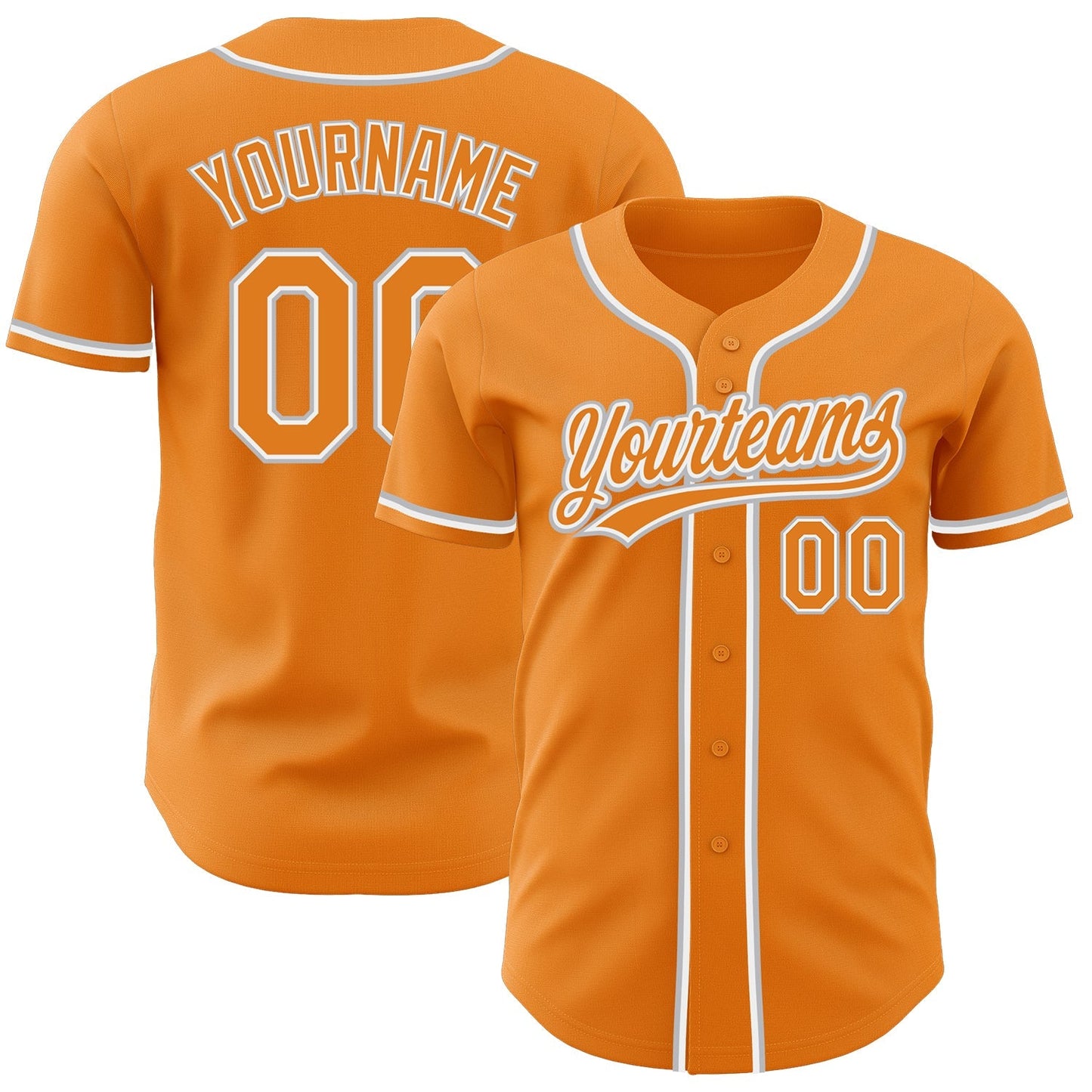 Custom Bay Orange White-Gray Authentic Baseball Jersey baseball jersey product view 1