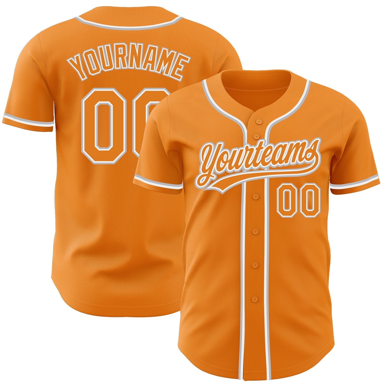 Custom Bay Orange White-Gray Authentic Baseball Jersey baseball jersey product view 1