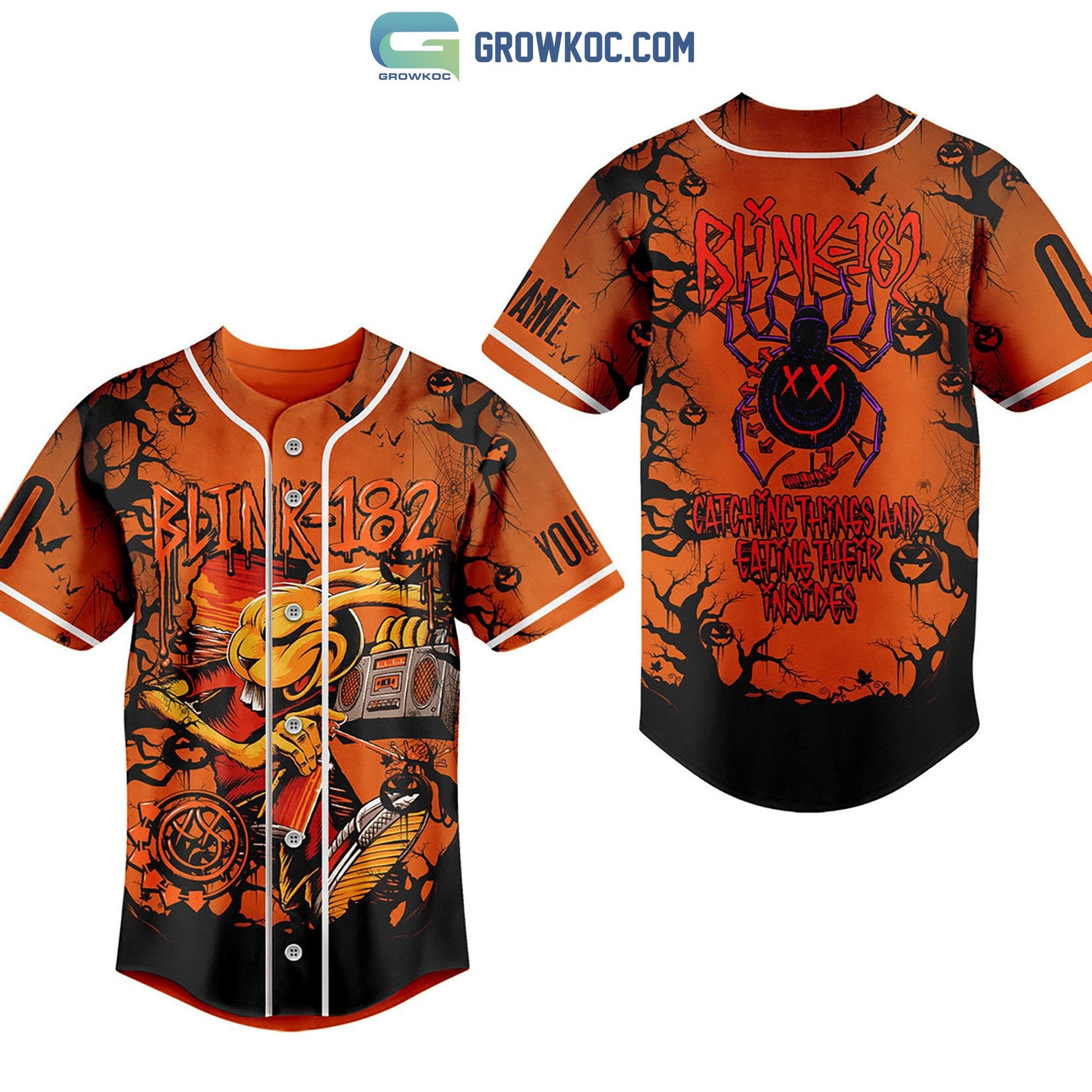 Blink 182 Catching Things And Eating Their Insides Halloween Personalized Baseball Jersey baseball jersey product view 1