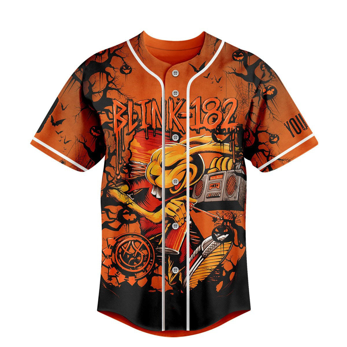 Blink 182 Catching Things And Eating Their Insides Halloween Personalized Baseball Jersey baseball jersey product view 2