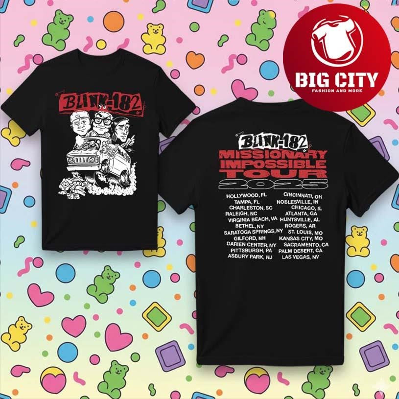 Blink 182 Characters 2025 Tour Two Sided Shirt Unisex T-shirt, Sweatshirt, Hoodie, Long Sleeve Tee - T-Shirt, Sweatshirt, Hoodie