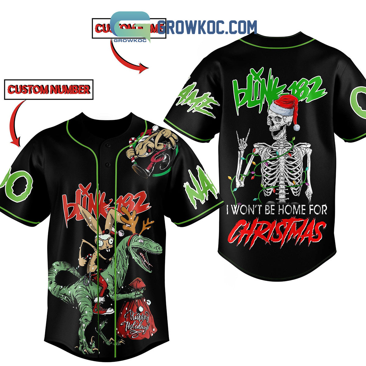 Blink 182 I Won’t Be Home For Christmas Personalized Baseball Jersey baseball jersey product view 1