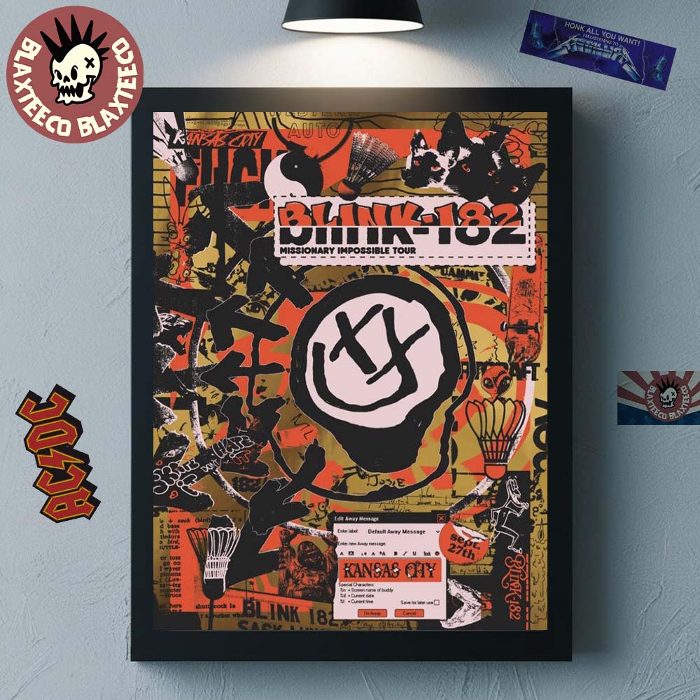 Blink 182 Kansas City Missouri 2025 Venue Poster At T-Mobile Center On September 27 2025 Home Decor Poster Canvas - T-Shirt, Sweatshirt, Hoodie