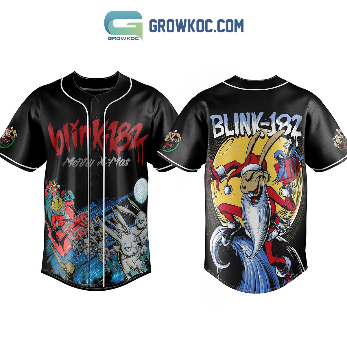 Blink 182 Merry X Mas Baseball Jersey baseball jersey product view 1