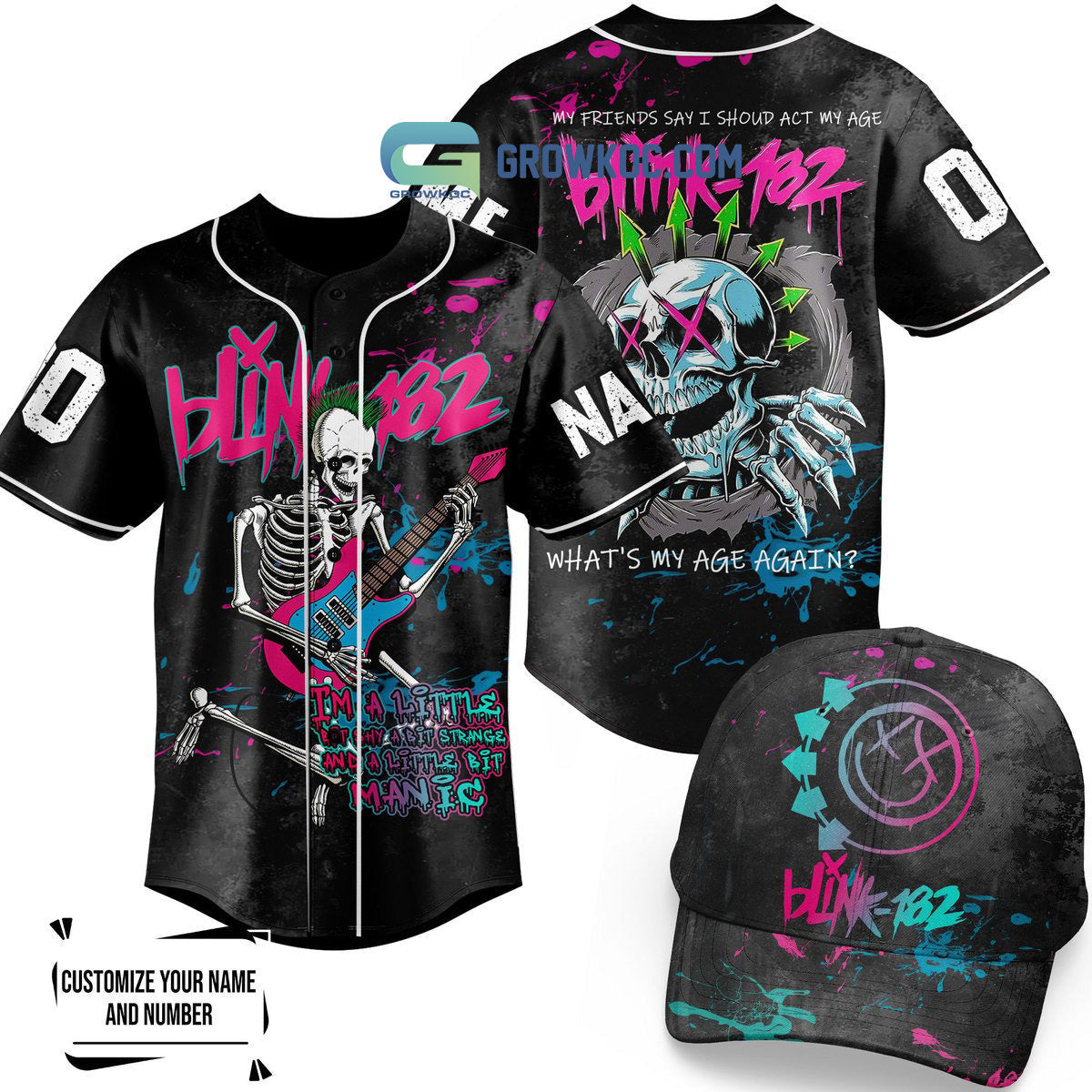 Blink 182 My Friends Say I Should Act My Age Personalized Baseball Jersey baseball jersey product view 1