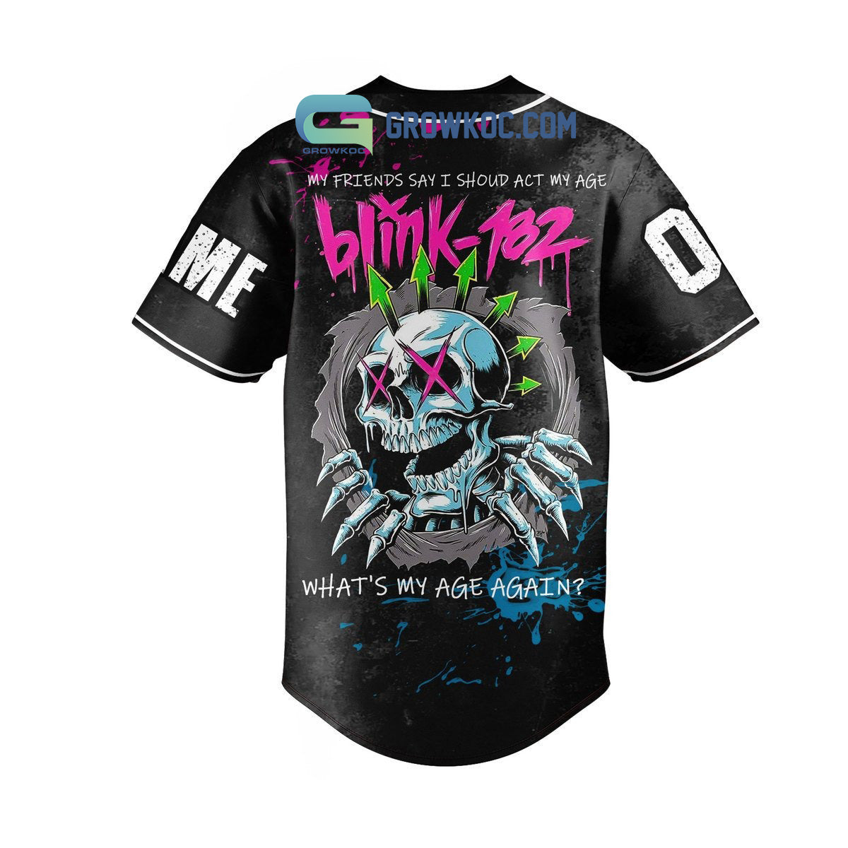 Blink 182 My Friends Say I Should Act My Age Personalized Baseball Jersey baseball jersey product view 2