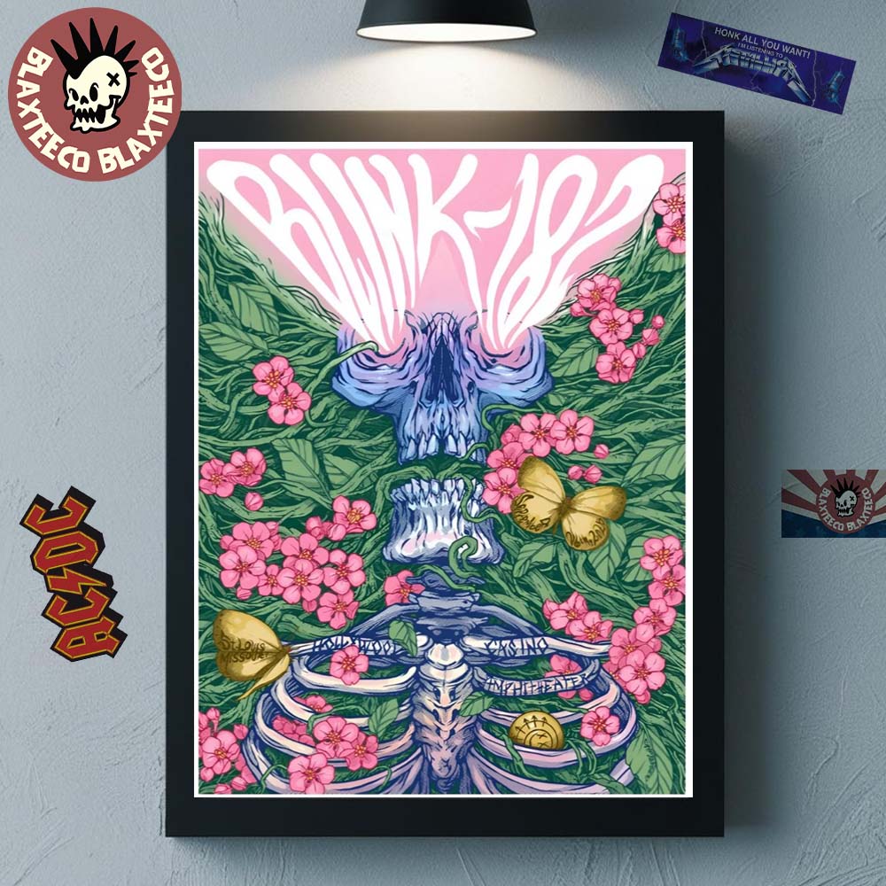 Blink 182 St Louis Missouri 2025 Exclusive Venue Poster At Hollywood Casino Amphitheater On September 26 2025 Home Decor Poster Canvas - T-Shirt, Sweatshirt, Hoodie