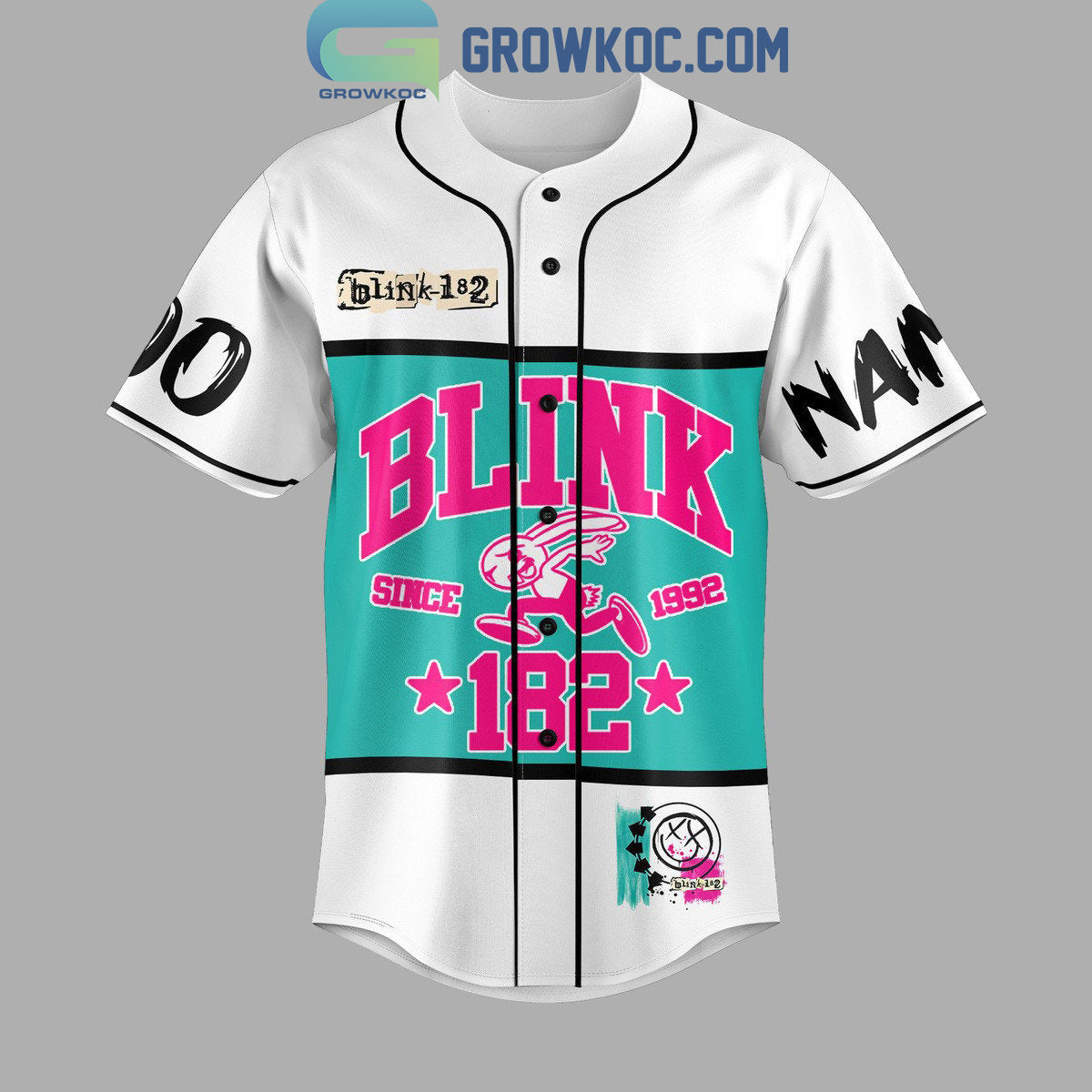 Blink 182 Up All Night Long Personalized Baseball Jersey baseball jersey product view 2