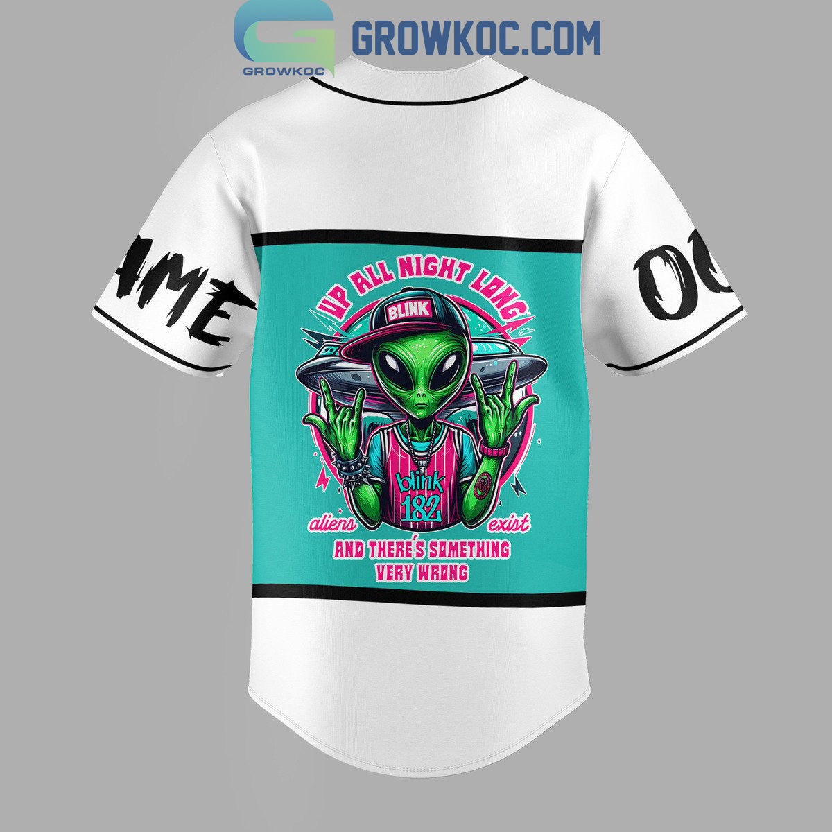 Blink 182 Up All Night Long Personalized Baseball Jersey baseball jersey product view 3