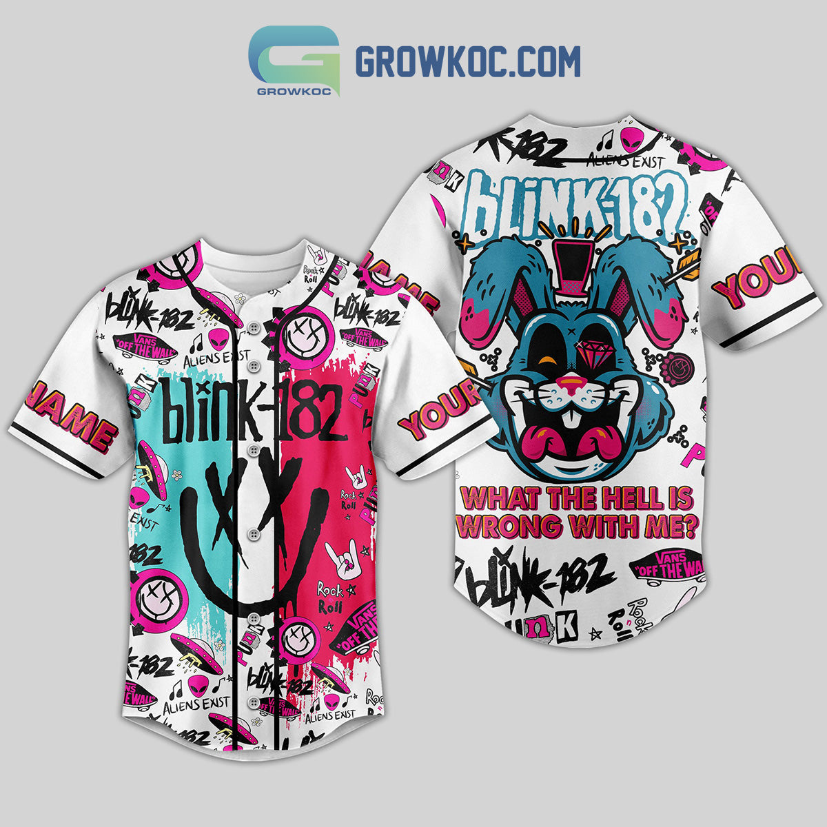 Blink 182 What The Hell Is Wrong With Me Personalized Baseball Jersey baseball jersey product view 2