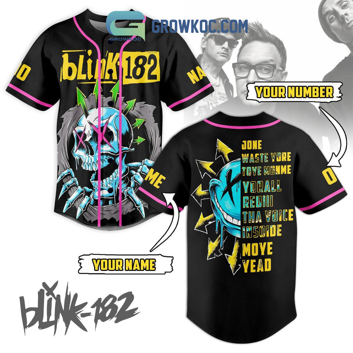 Blink-182 Yorall Redii Tha Voice Personalized Baseball Jersey baseball jersey product view 1