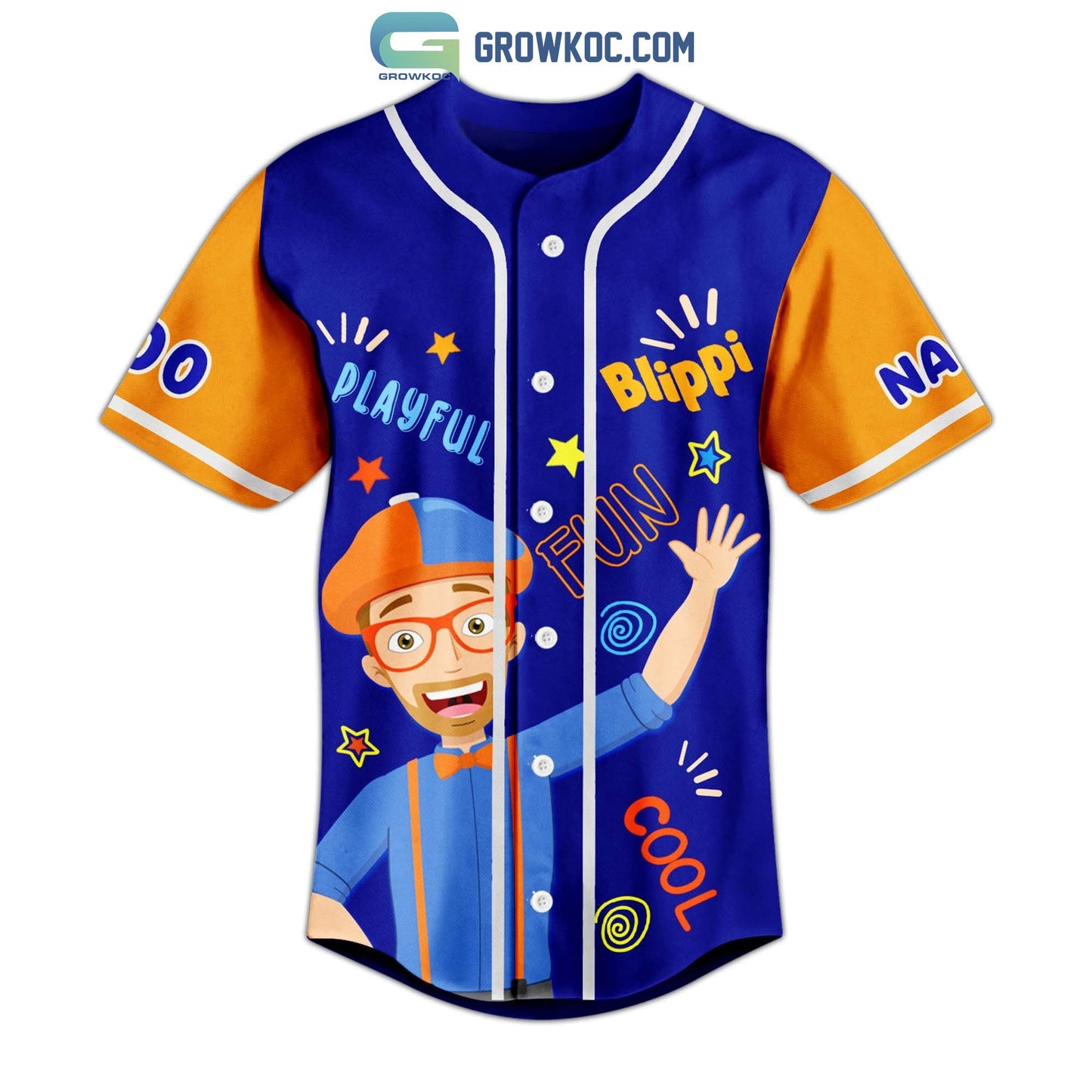Blippi Ready To Learn Fun Cool Personalized Baseball Jersey baseball jersey product view 2
