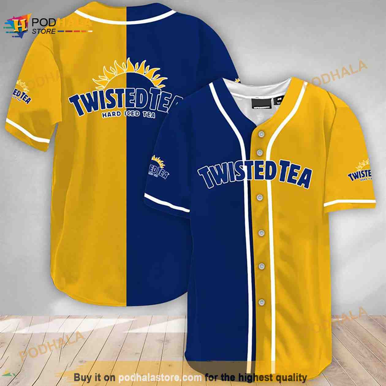 Blue And Yellow Split Twisted Tea 3D Baseball Jersey baseball jersey product view 1