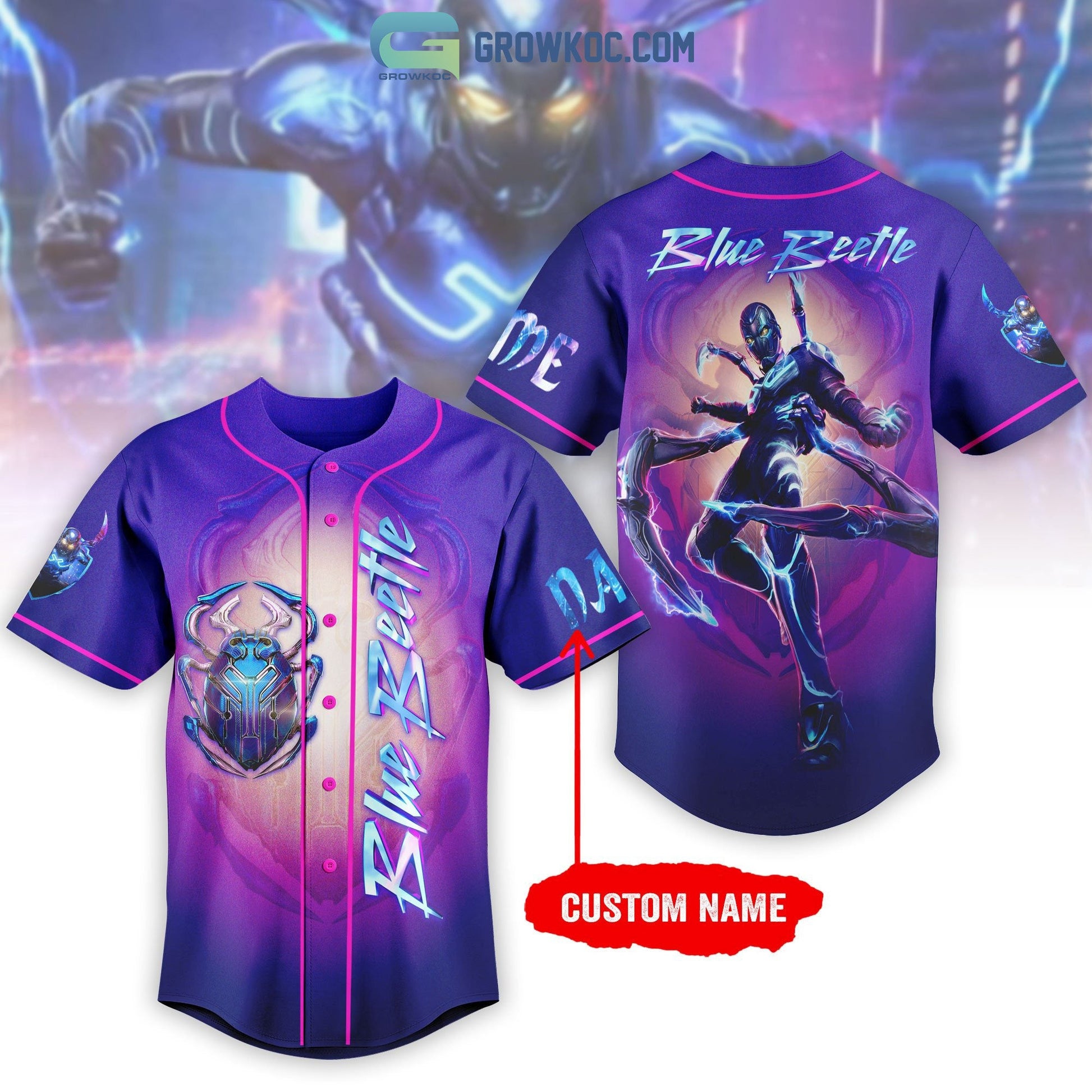 Blue Beetle Personalized Baseball Jersey baseball jersey product view 1