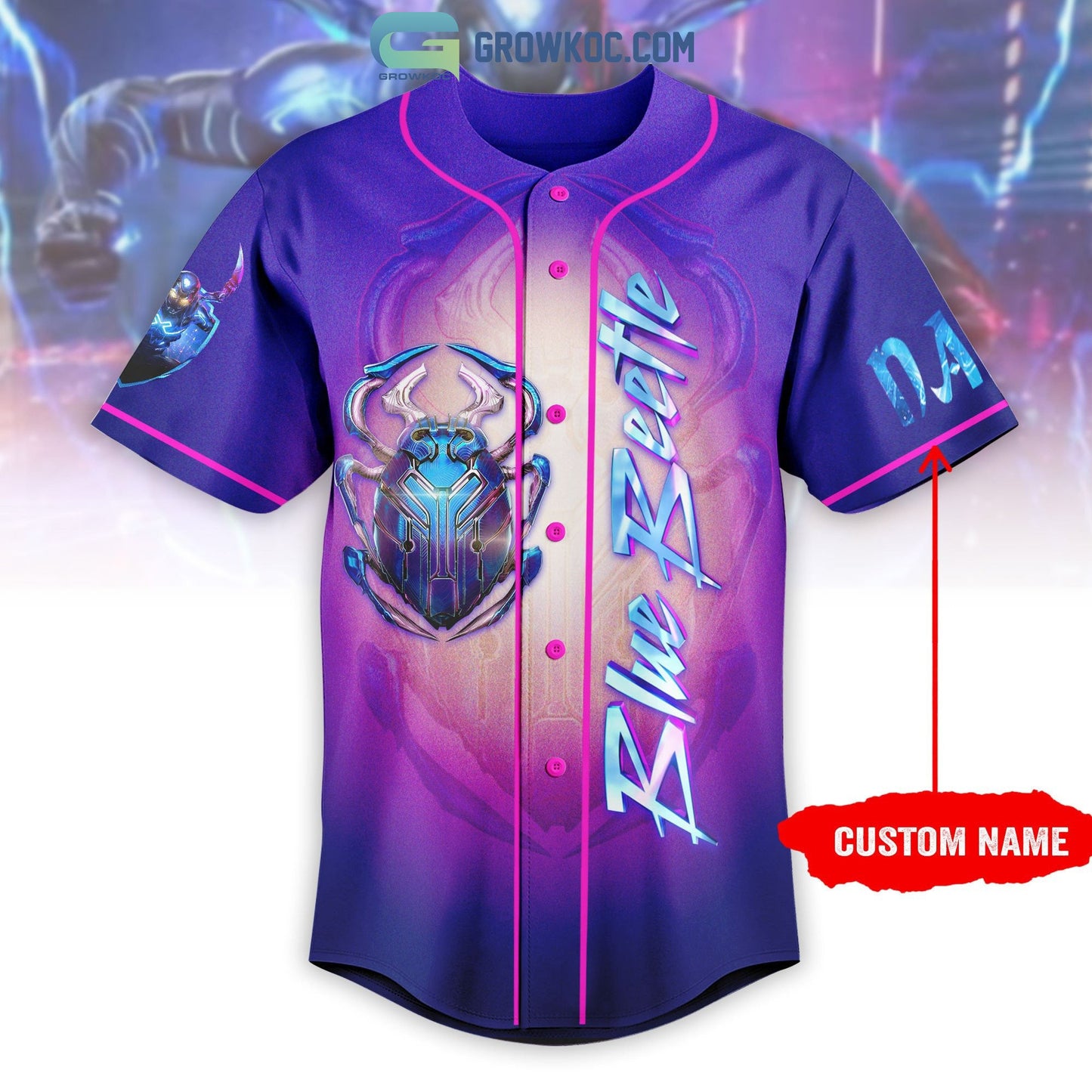 Blue Beetle Personalized Baseball Jersey baseball jersey product view 2