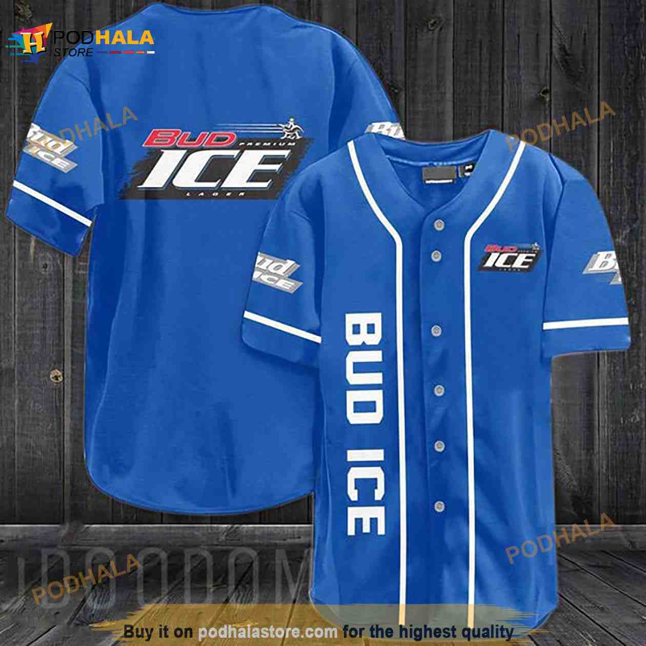 Blue Bud Ice Beer 3D Baseball Jersey baseball jersey product view 1