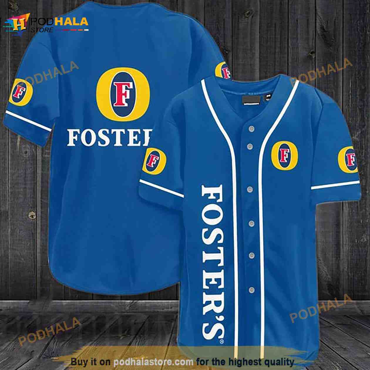 Blue Foster’s Lager 3D Baseball Jersey baseball jersey product view 1