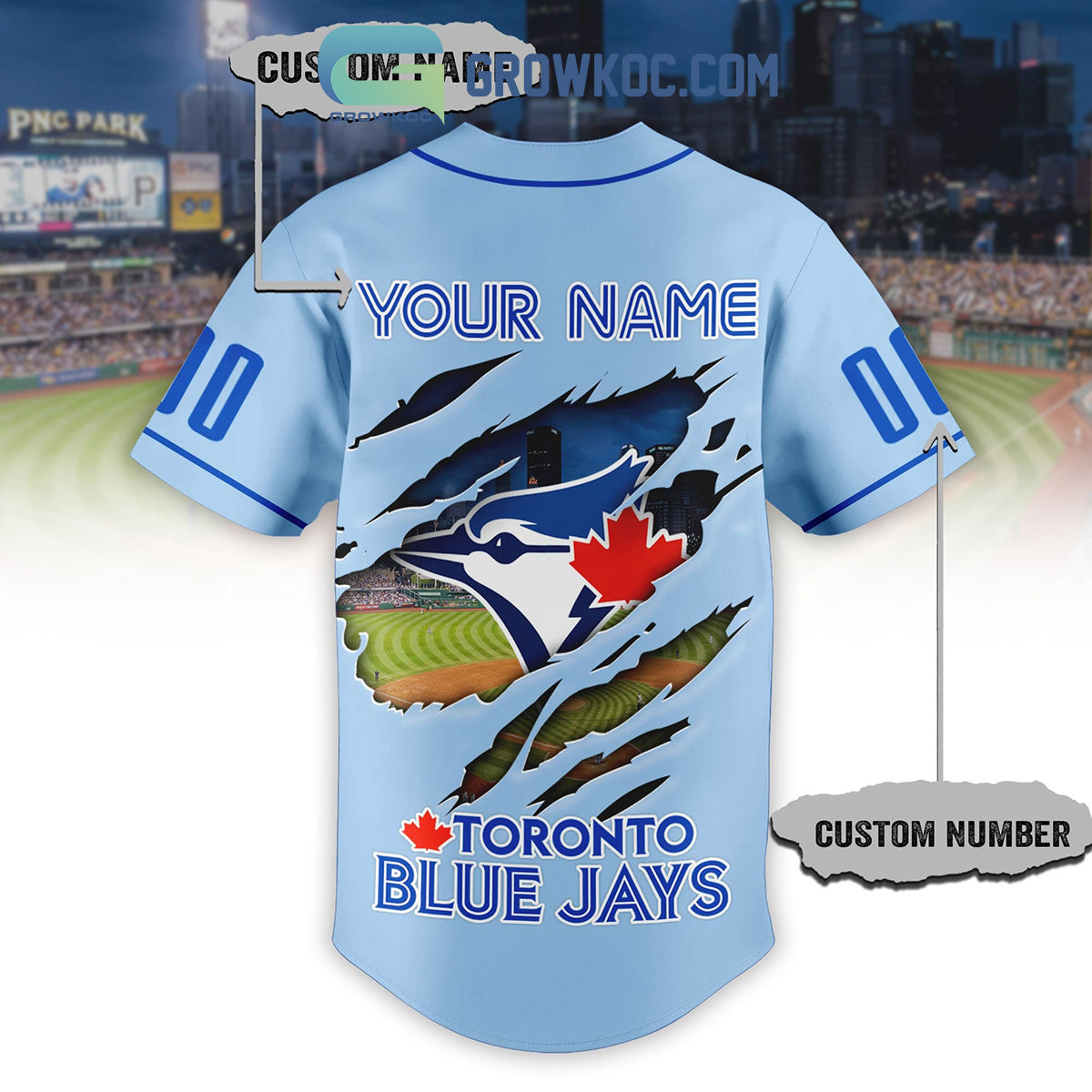 Blue Jays Toronto MLB Personalized Baseball Jersey baseball jersey product view 3