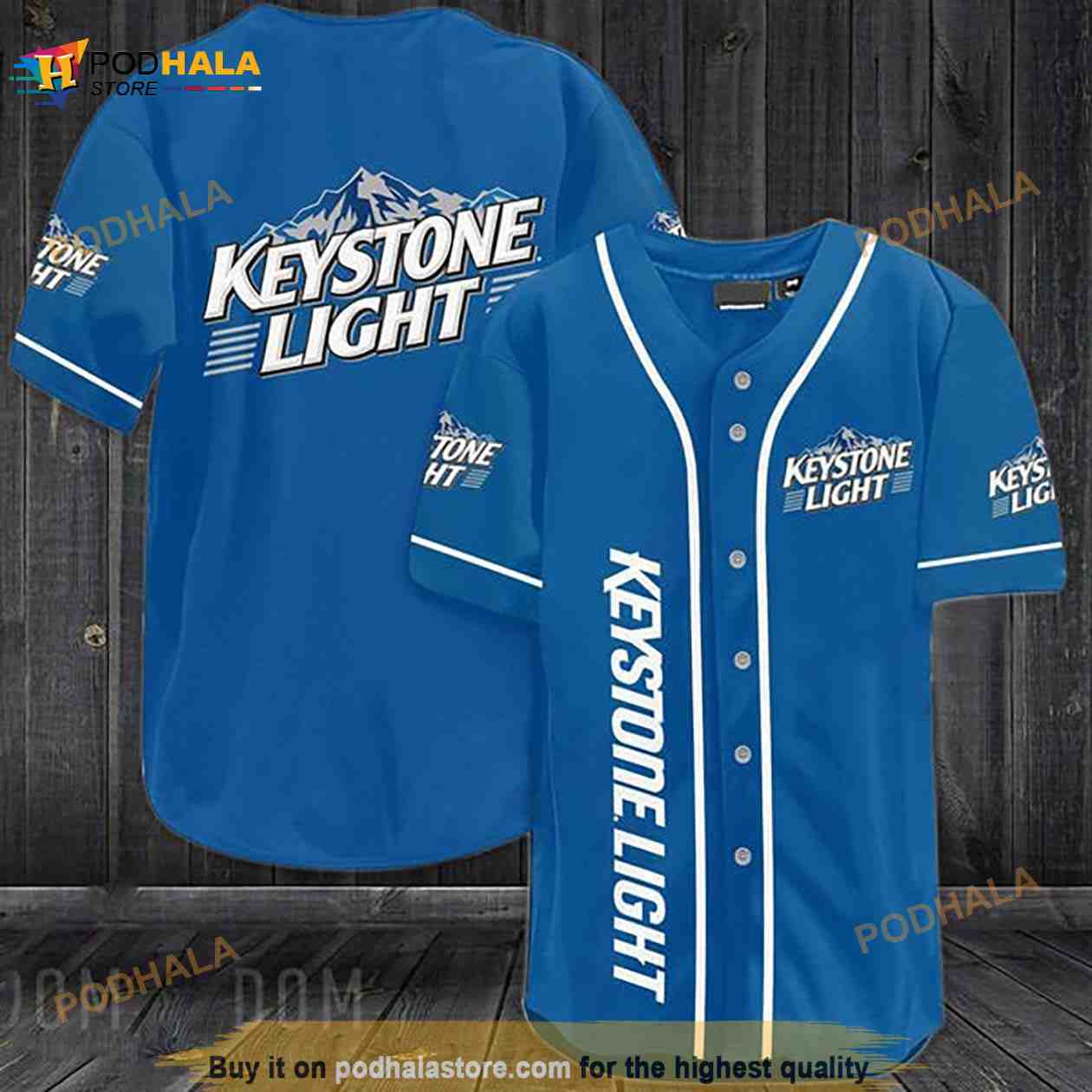 Blue Keystone Light 3D Baseball Jersey baseball jersey product view 1