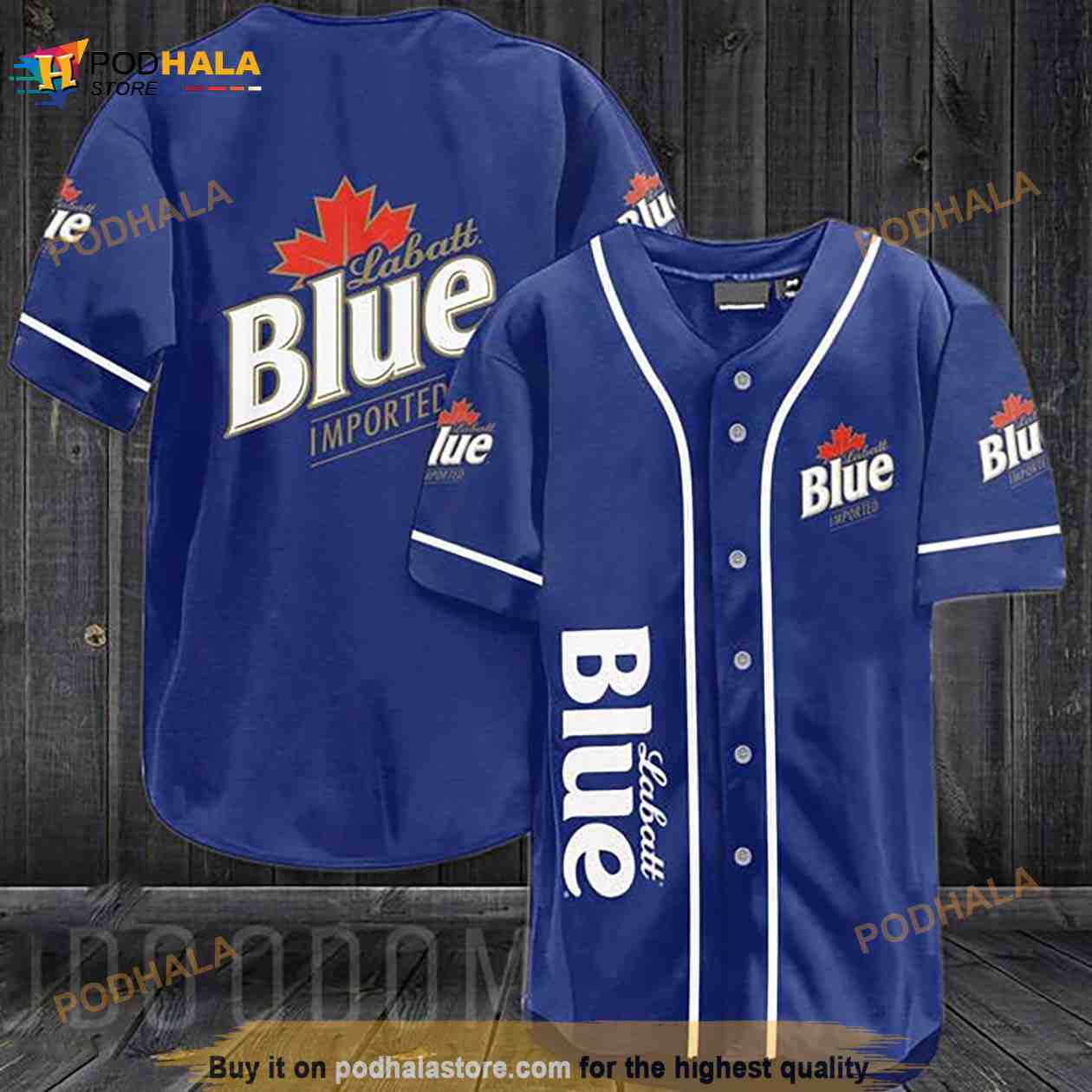 Blue Labatt Blue Beer 3D Baseball Jersey baseball jersey product view 1