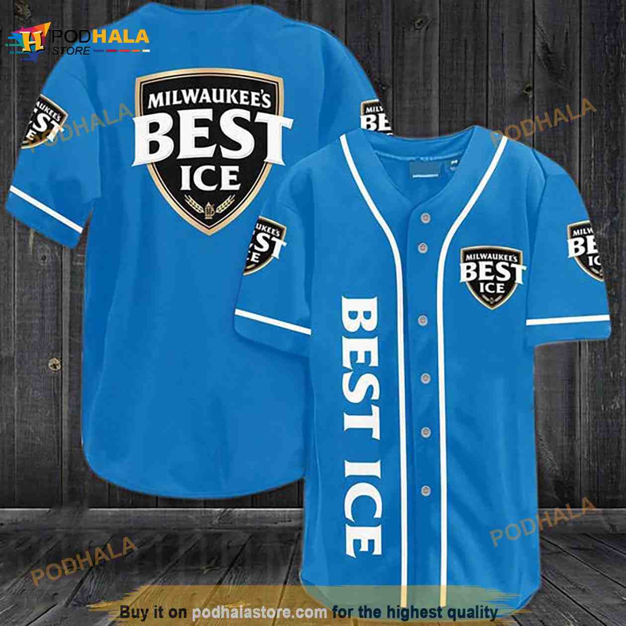 Blue Milwaukee’s Best Ice 3D Baseball Jersey baseball jersey product view 1