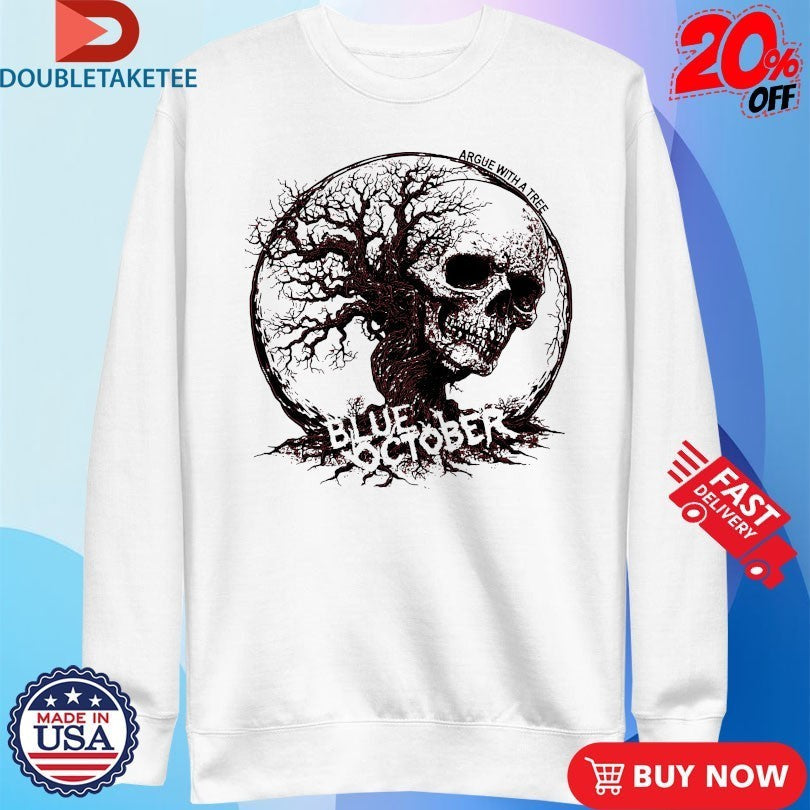 Blue October Argue With A Tree Skull - Adult & Kids T-Shirts, Sweatshirts & Hoodies apparel design preview 3