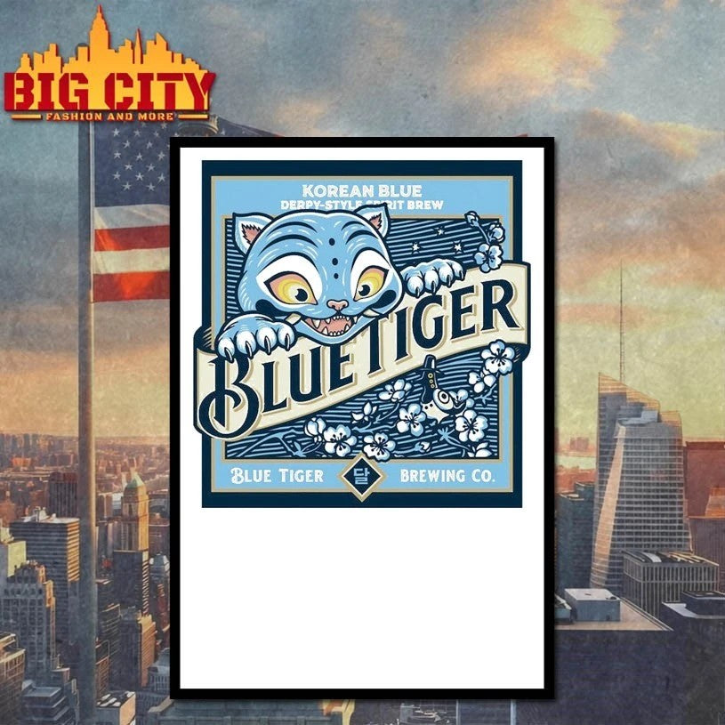 Blue Tiger Derpy Brew - Adult & Kids T-Shirts, Sweatshirts & Hoodies apparel design preview 4