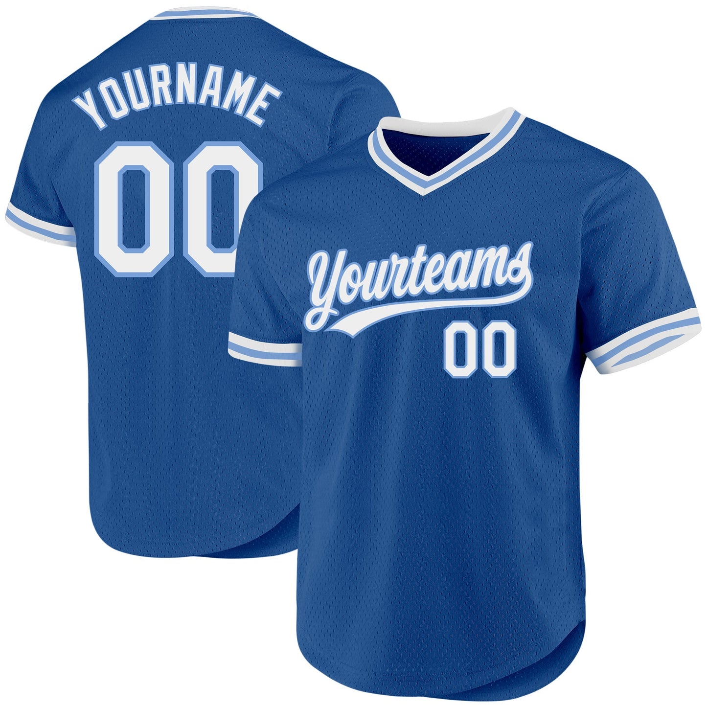 Custom Blue White-Light Blue Authentic Throwback Baseball Jersey baseball jersey product view 1