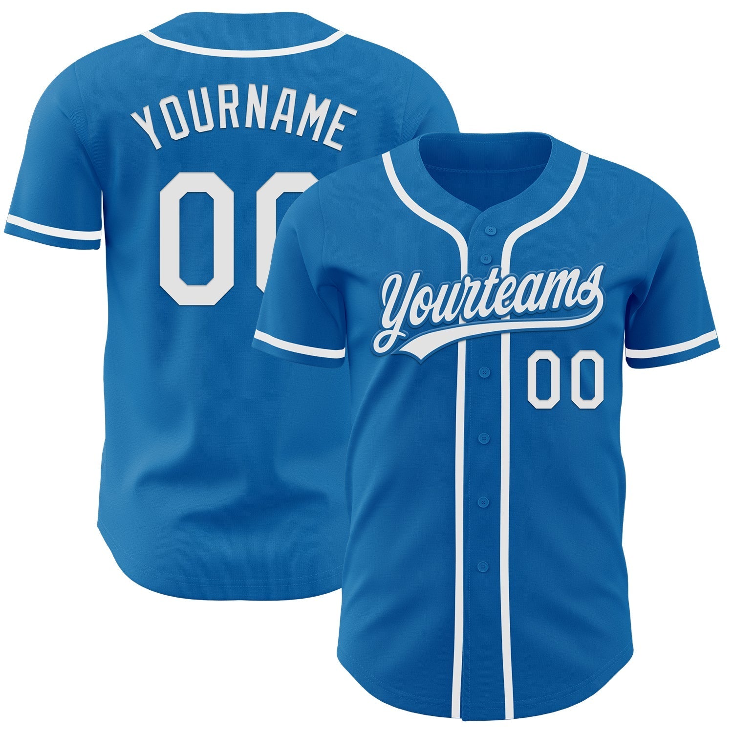 Custom Blue White Authentic Baseball Jersey baseball jersey product view 1