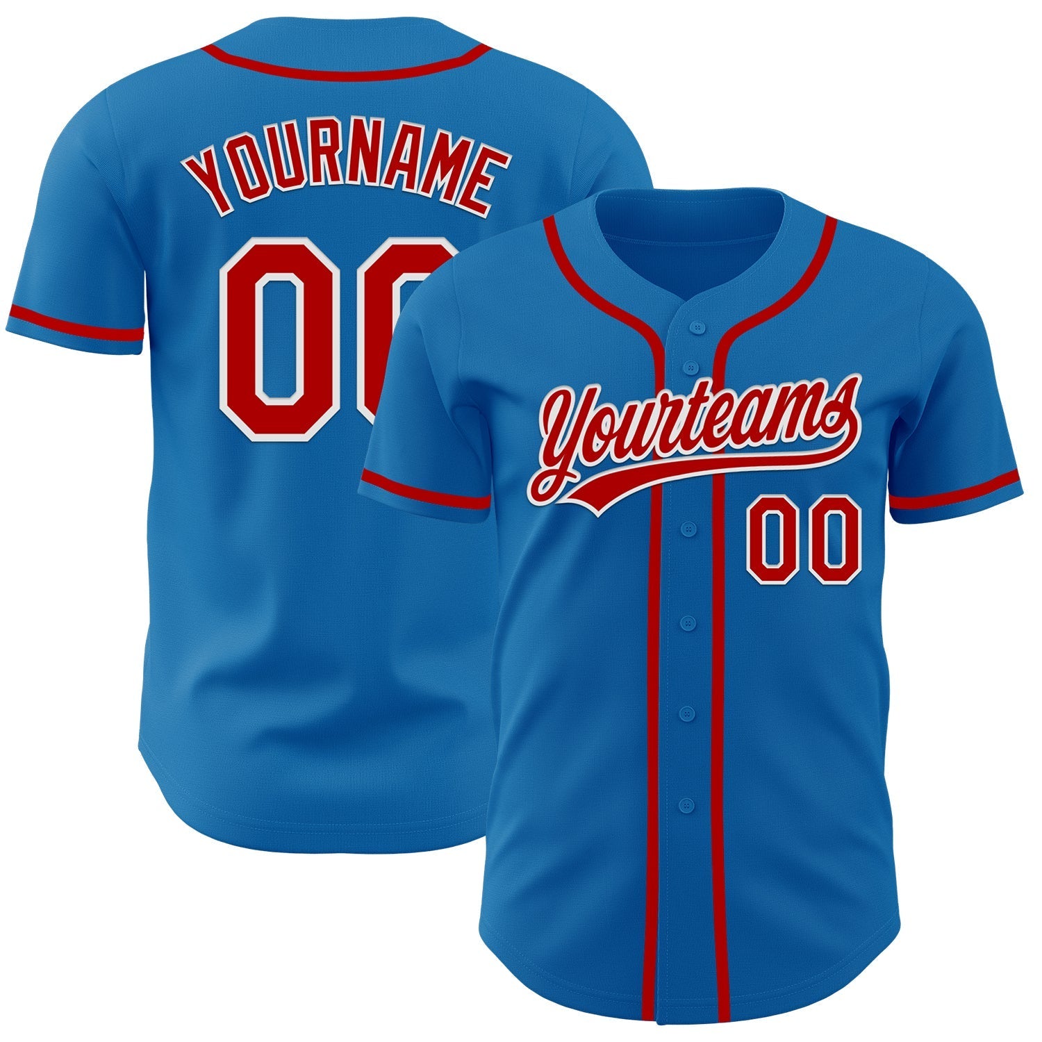 Custom Blue Red-White Authentic Baseball Jersey baseball jersey product view 1