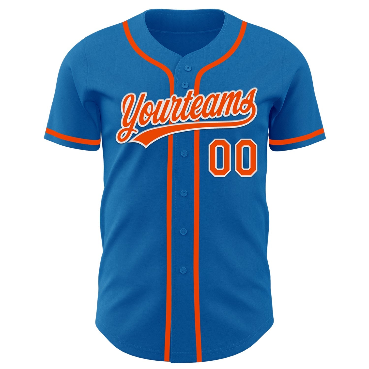 Custom Blue Orange-White Authentic Baseball Jersey baseball jersey product view 2