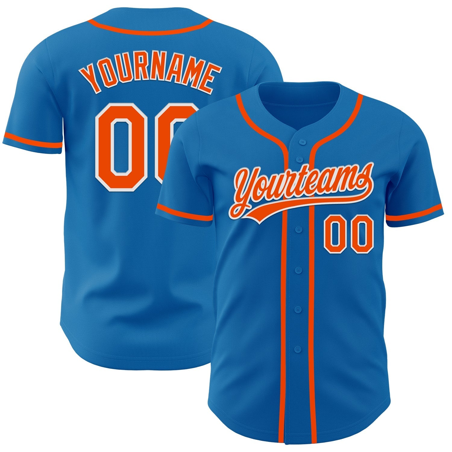 Custom Blue Orange-White Authentic Baseball Jersey baseball jersey product view 1