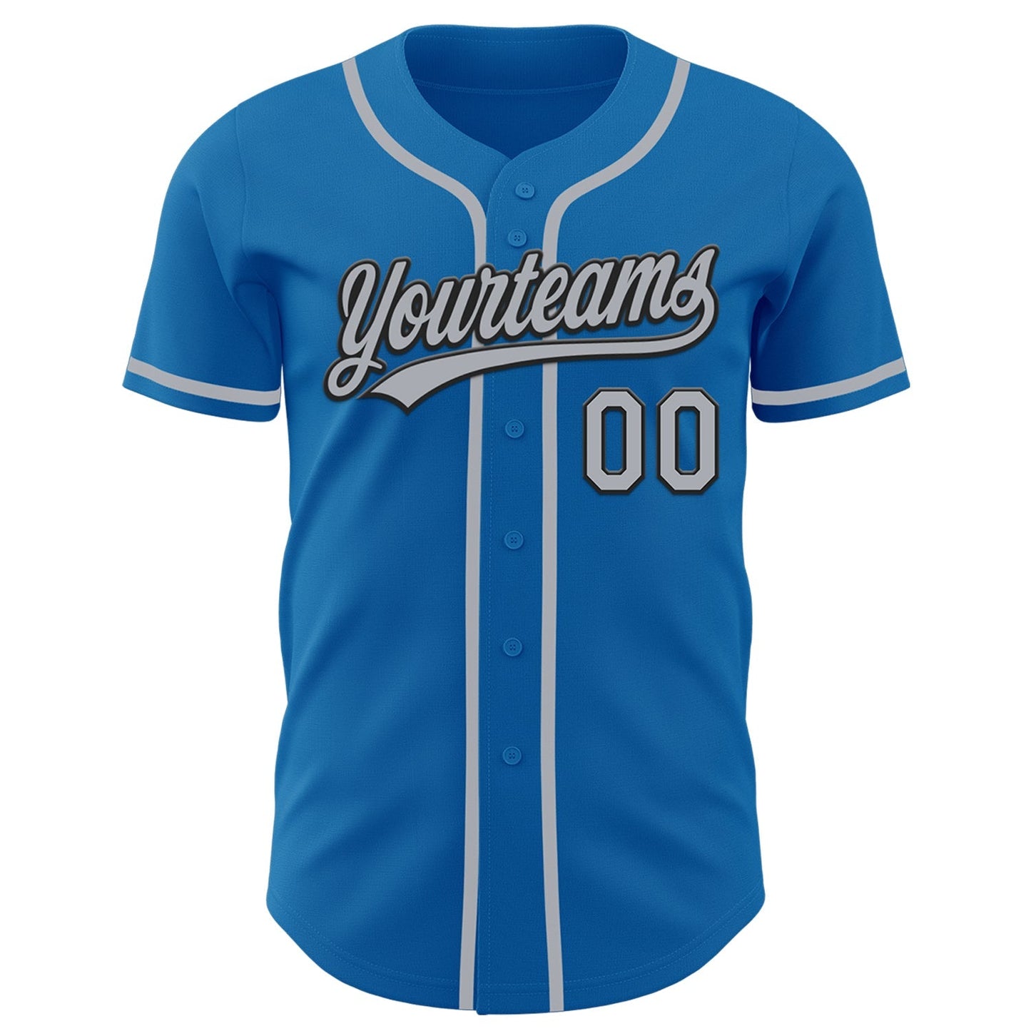 Custom Blue Gray-Black Authentic Baseball Jersey baseball jersey product view 2