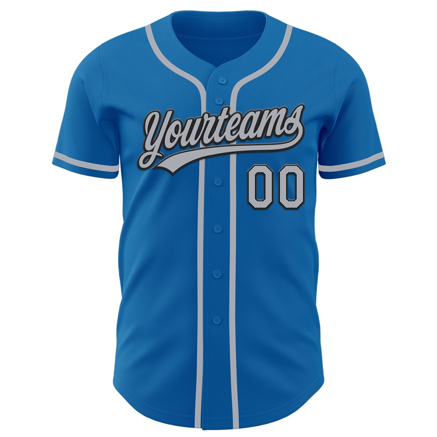 Custom Blue Gray-Black Authentic Baseball Jersey baseball jersey product view 2