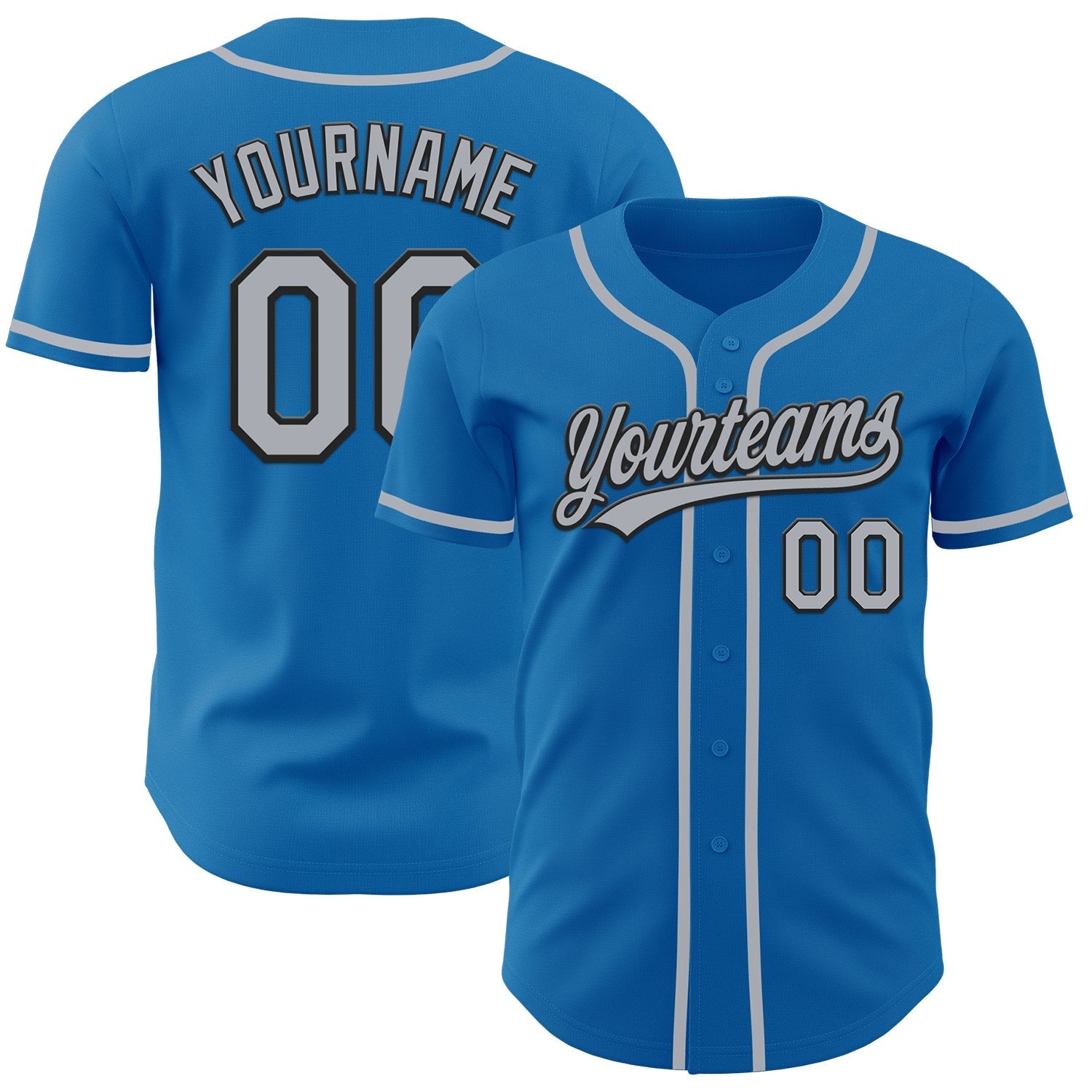 Custom Blue Gray-Black Authentic Baseball Jersey baseball jersey product view 1