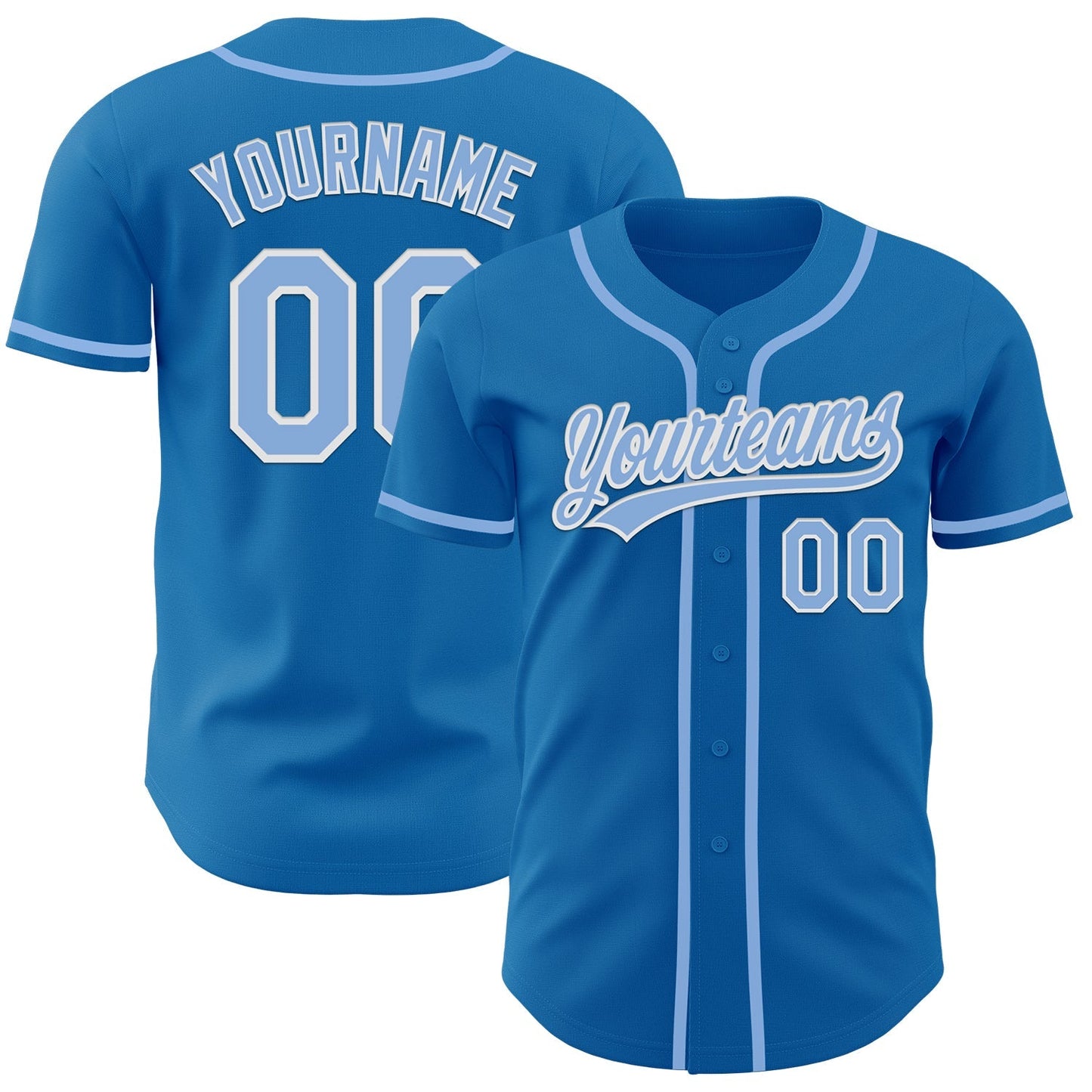 Custom Blue Light Blue-White Authentic Baseball Jersey baseball jersey product view 1