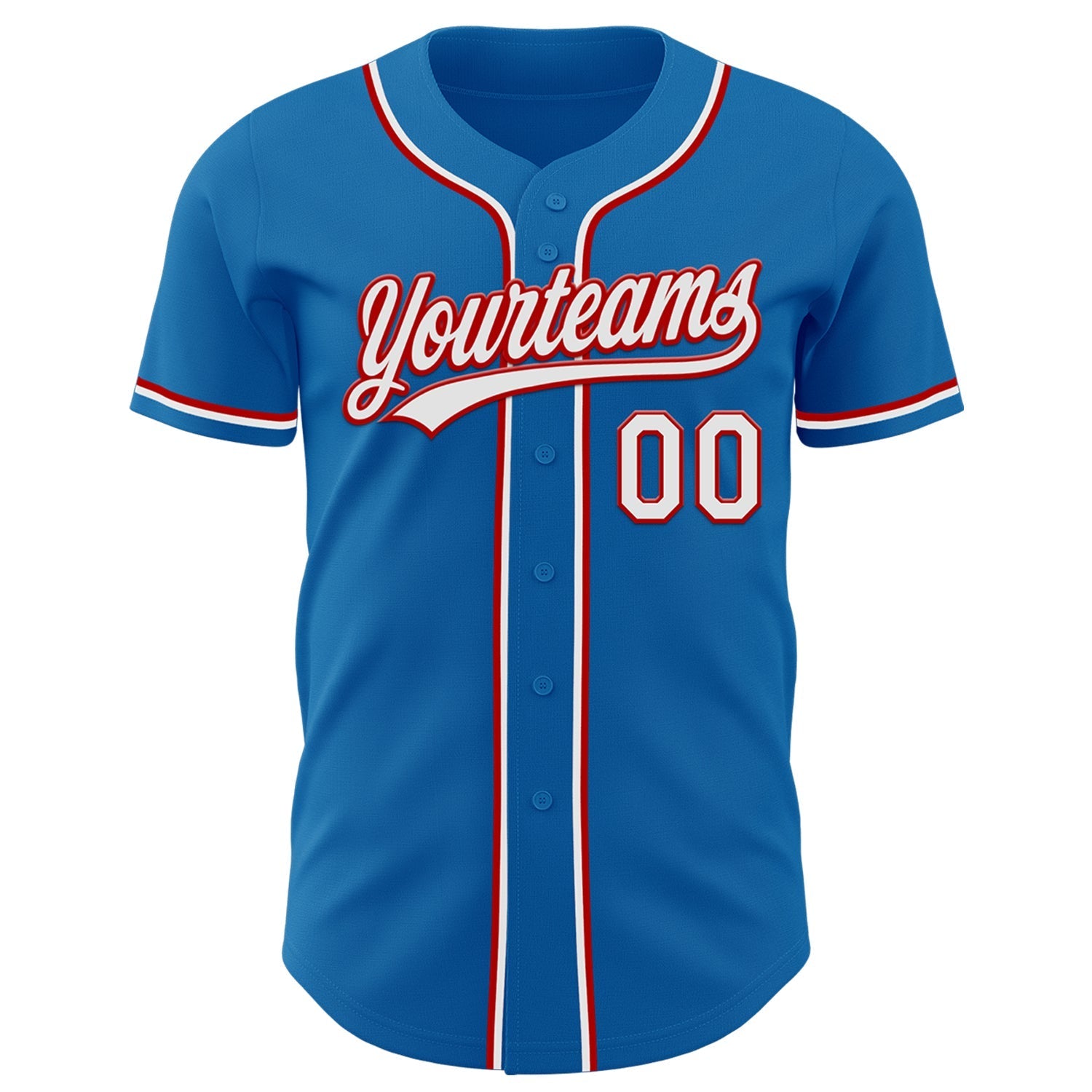 Custom Blue White-Red Authentic Baseball Jersey baseball jersey product view 2