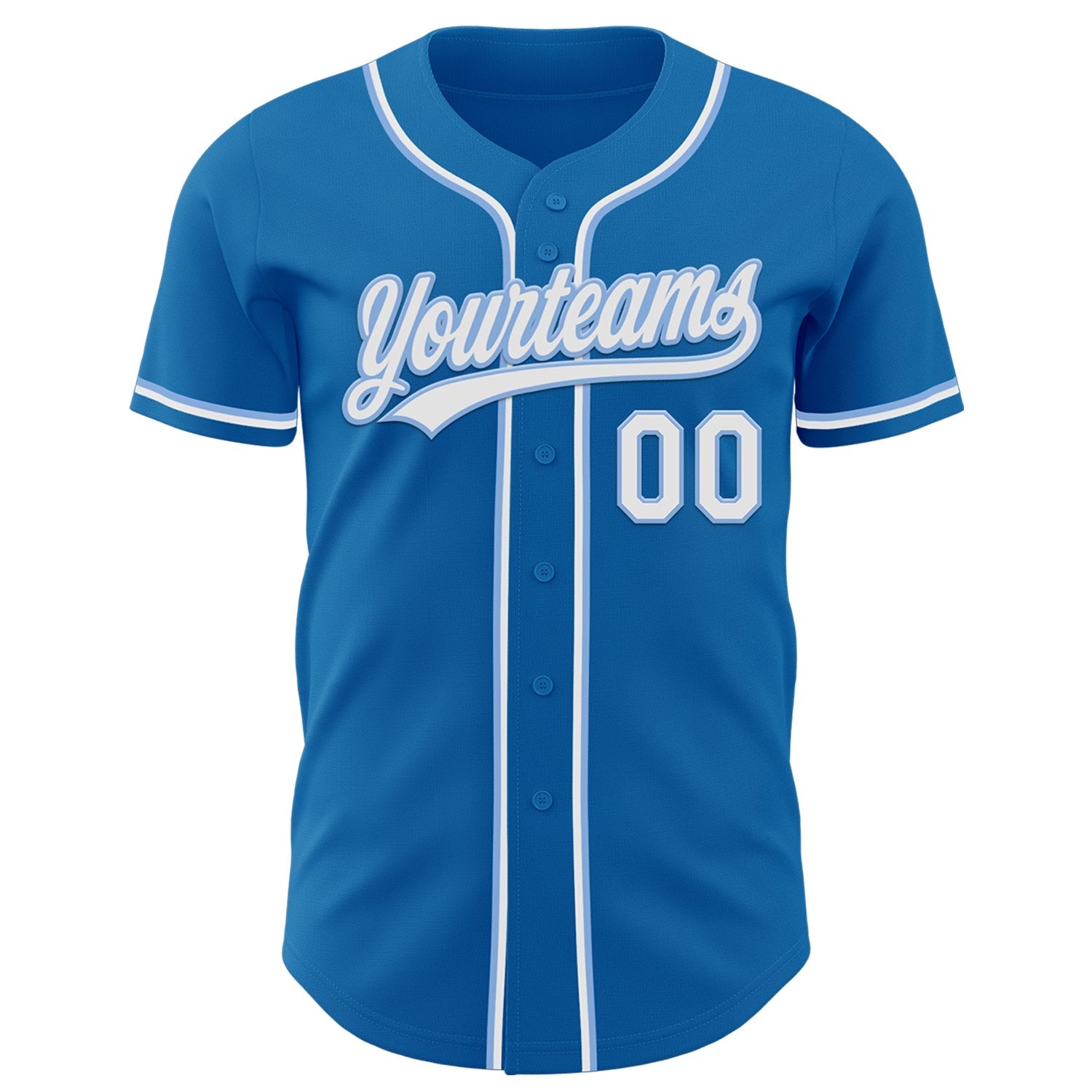 Custom Blue White-Light Blue Authentic Baseball Jersey baseball jersey product view 2