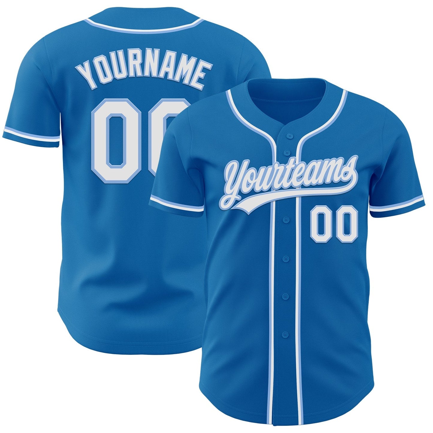 Custom Blue White-Light Blue Authentic Baseball Jersey baseball jersey product view 1