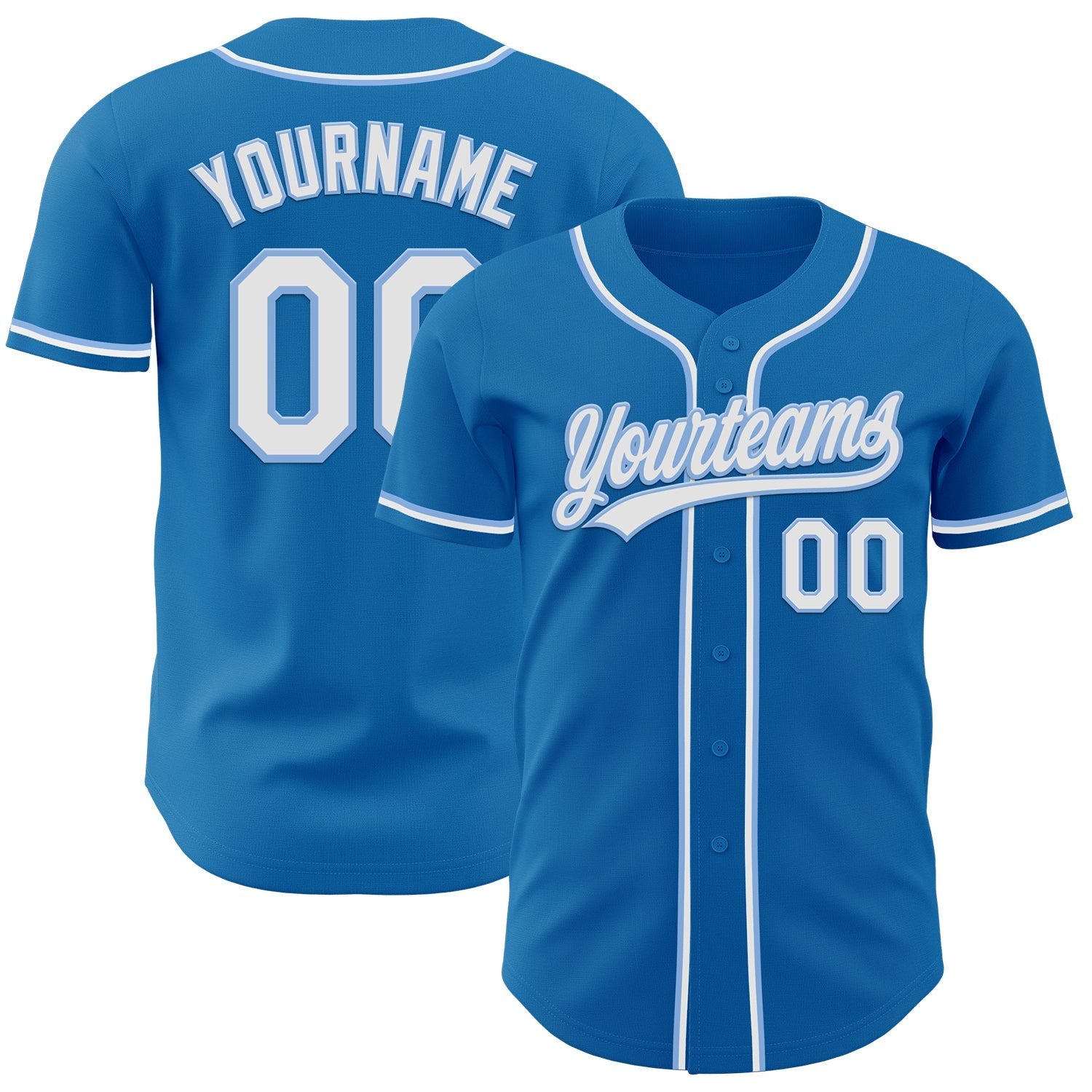 Custom Blue White-Light Blue Authentic Baseball Jersey baseball jersey product view 1