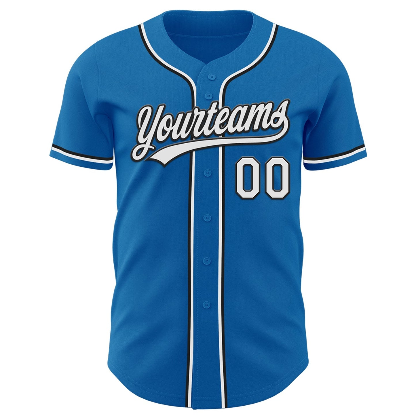 Custom Blue White-Black Authentic Baseball Jersey baseball jersey product view 2
