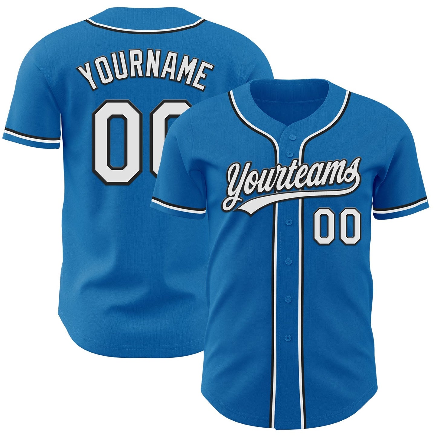 Custom Blue White-Black Authentic Baseball Jersey baseball jersey product view 1
