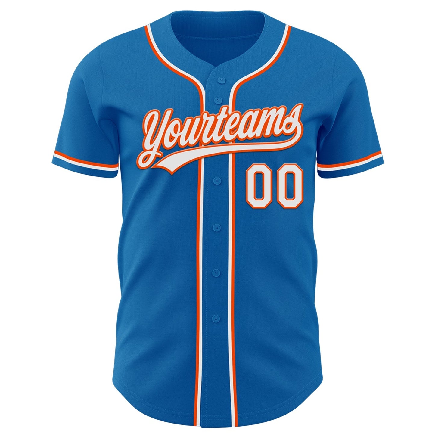 Custom Blue White-Orange Authentic Baseball Jersey baseball jersey product view 2