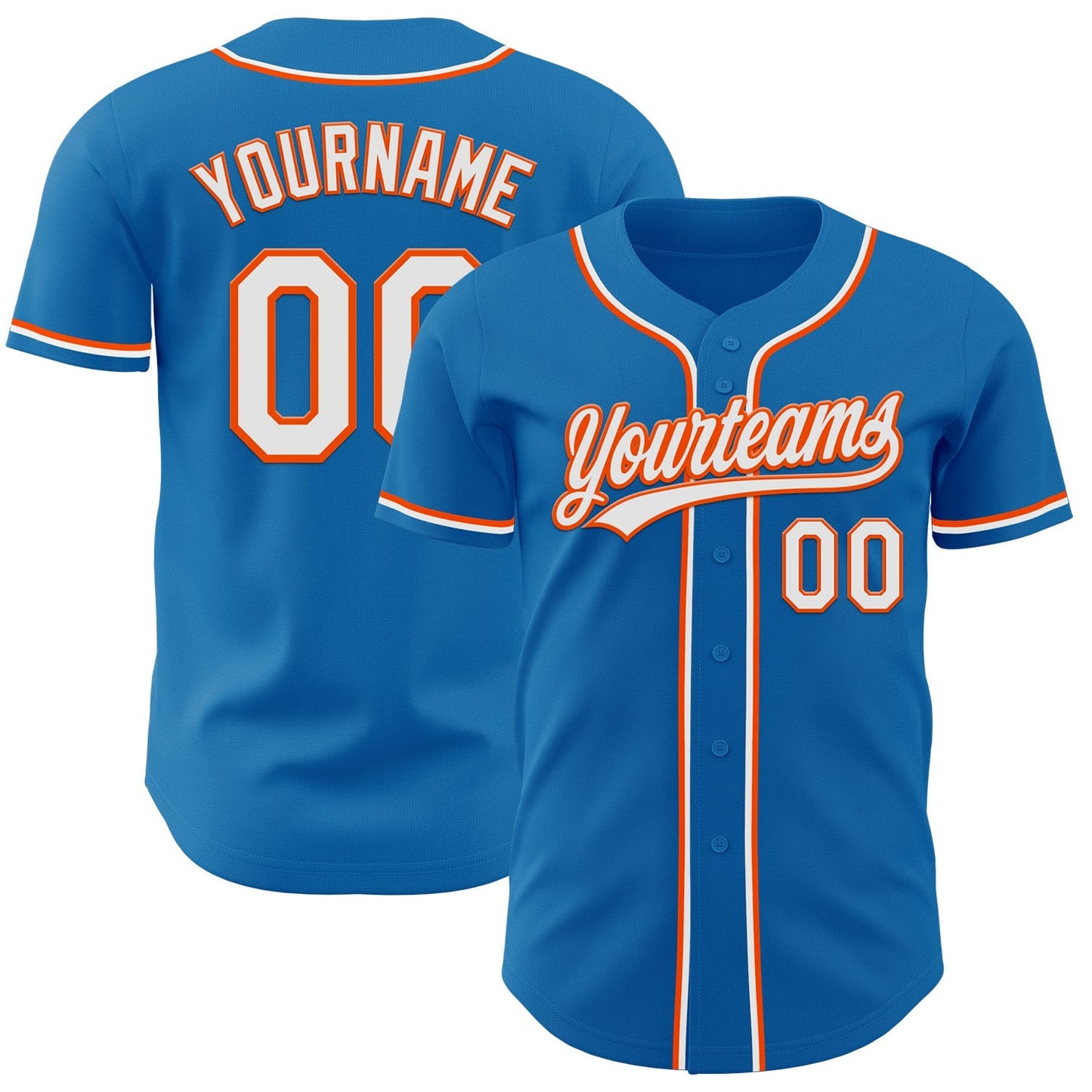 Custom Blue White-Orange Authentic Baseball Jersey baseball jersey product view 1