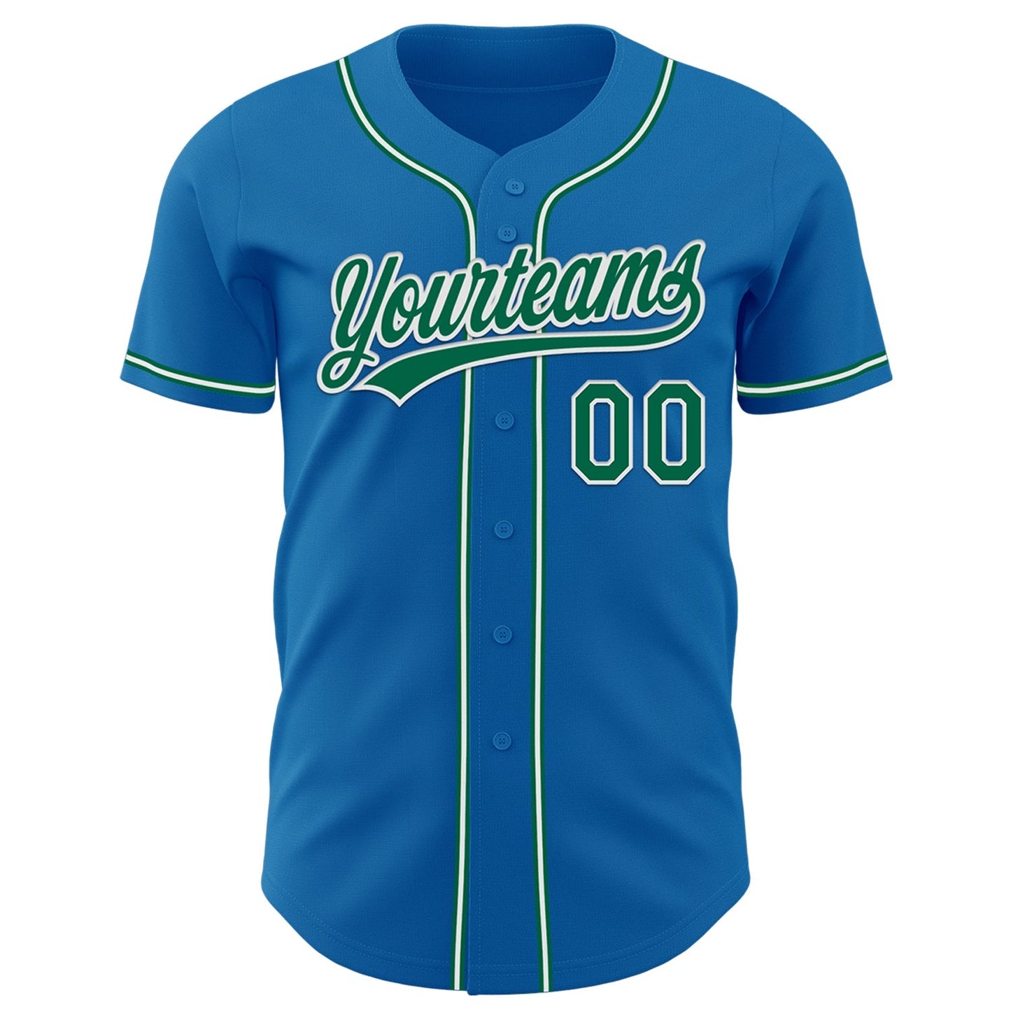 Custom Blue Kelly Green-White Authentic Baseball Jersey baseball jersey product view 2